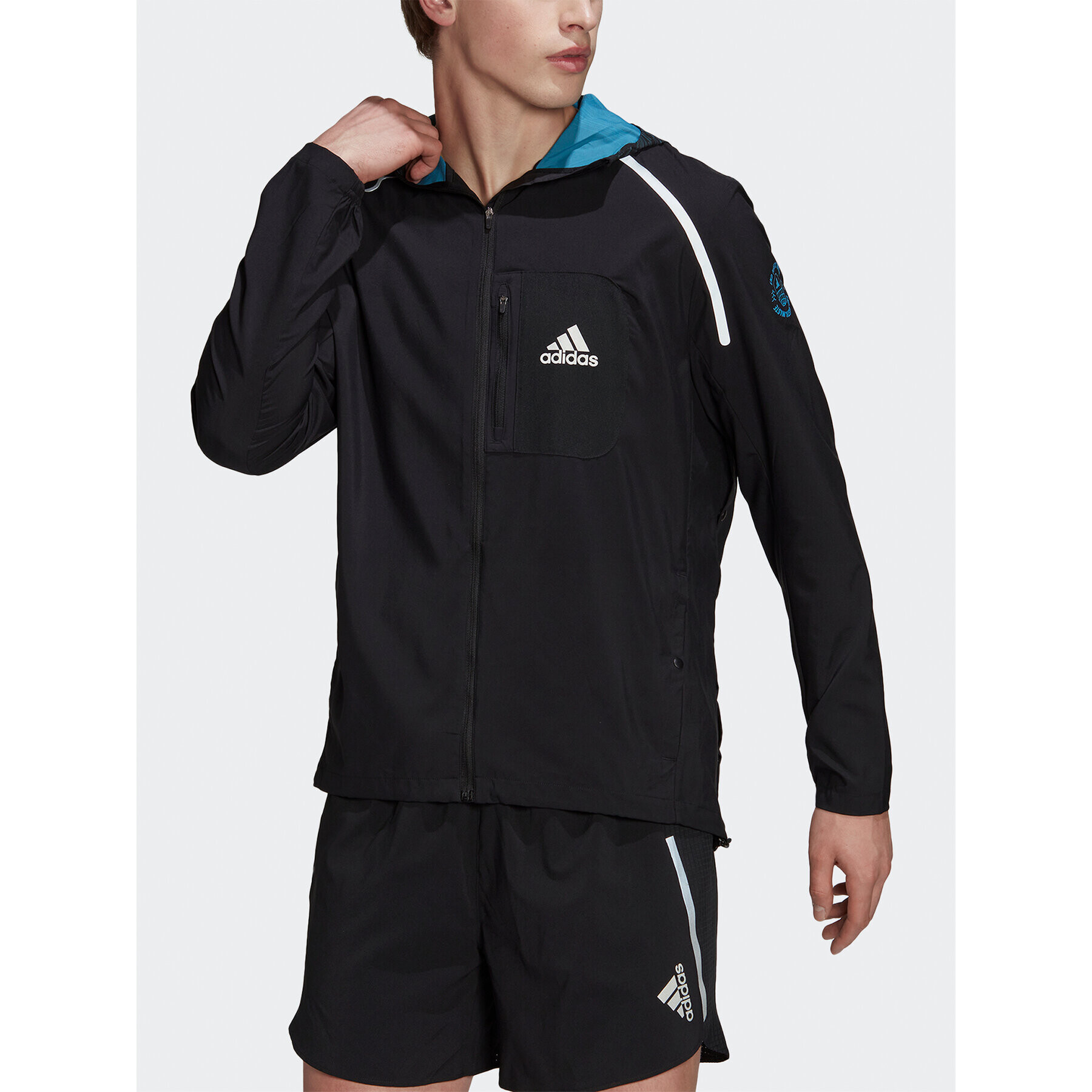 adidas Яке за джогинг Marathon For The Oceans HM1212 Черен Slim Fit - Pepit.bg