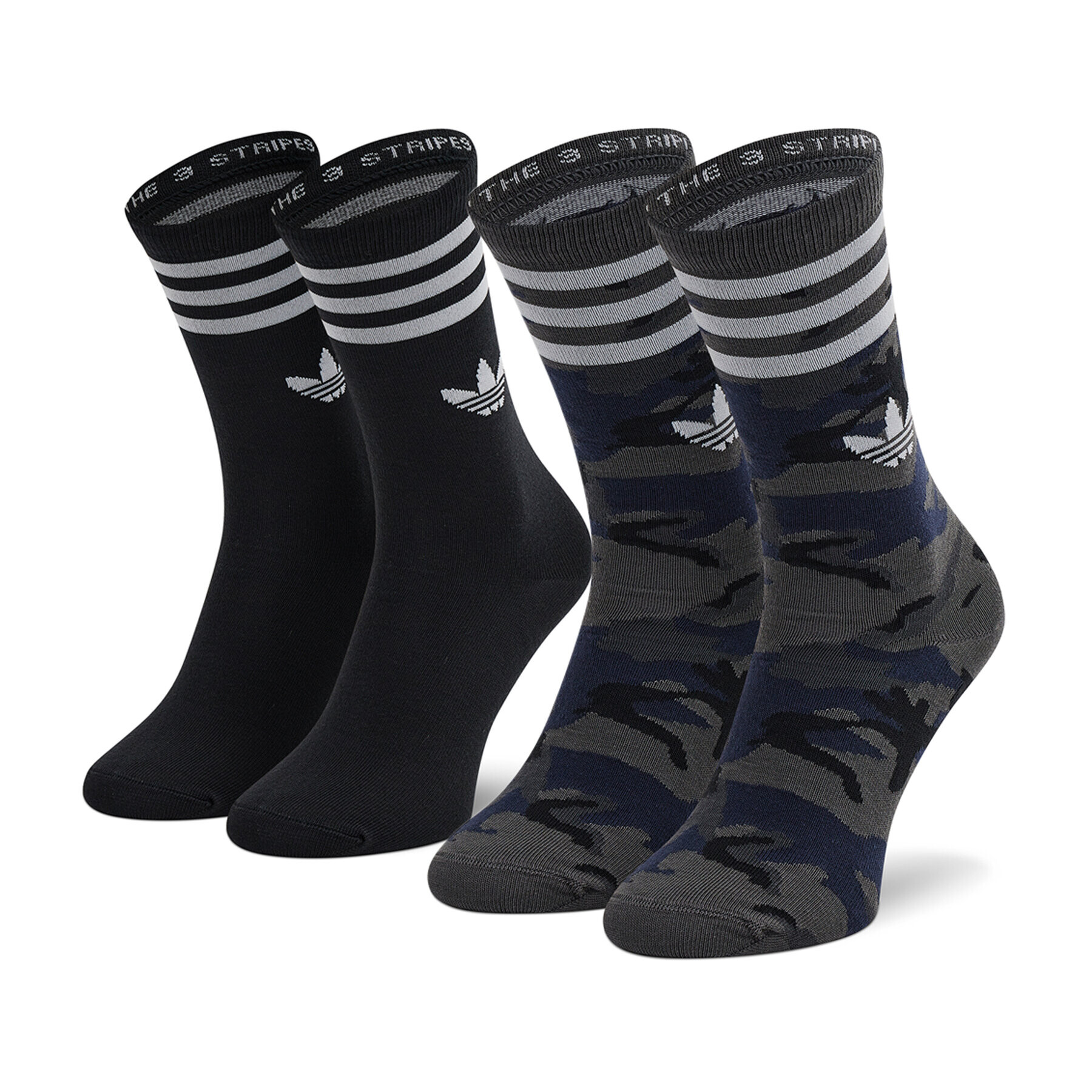 adidas Комплект 2 чифта дълги чорапи мъжки Camo Crew Sock H32344 Черен - Pepit.bg