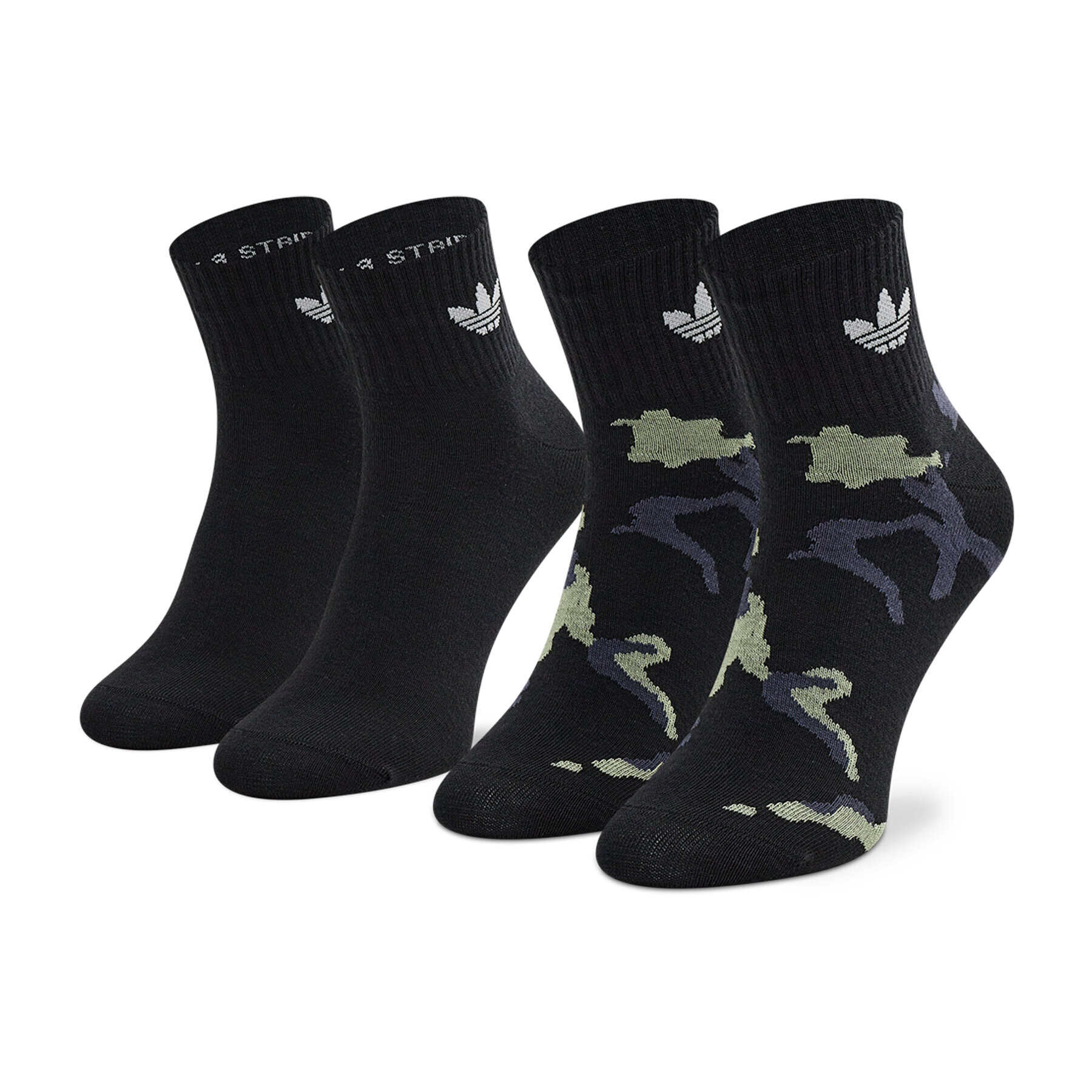 adidas Комплект 2 чифта дълги чорапи мъжки Camo Mid Ankle HC9528 Черен - Pepit.bg