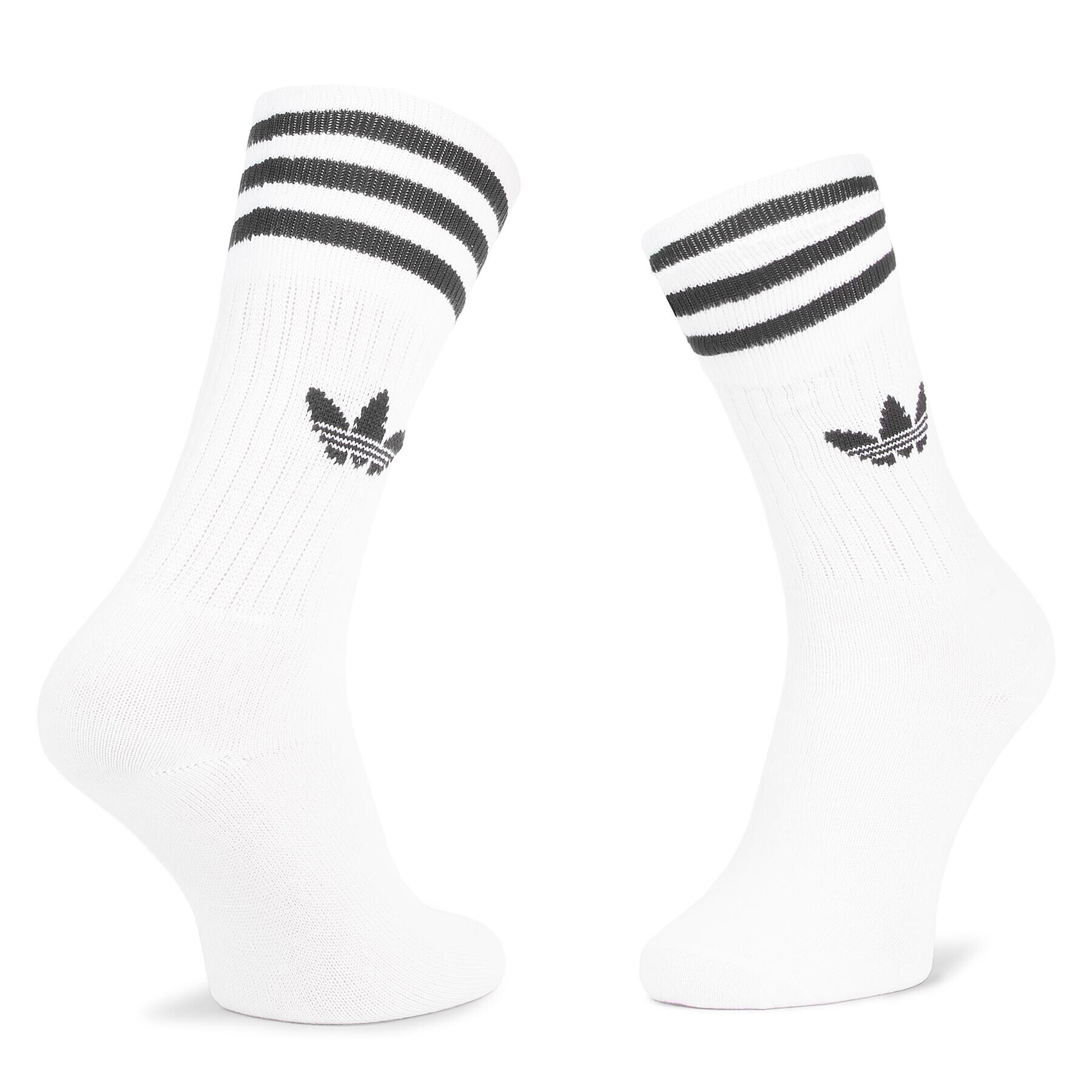 adidas Комплект 3 чифта дълги чорапи мъжки Solid Crew Sock S21489 Бял - Pepit.bg