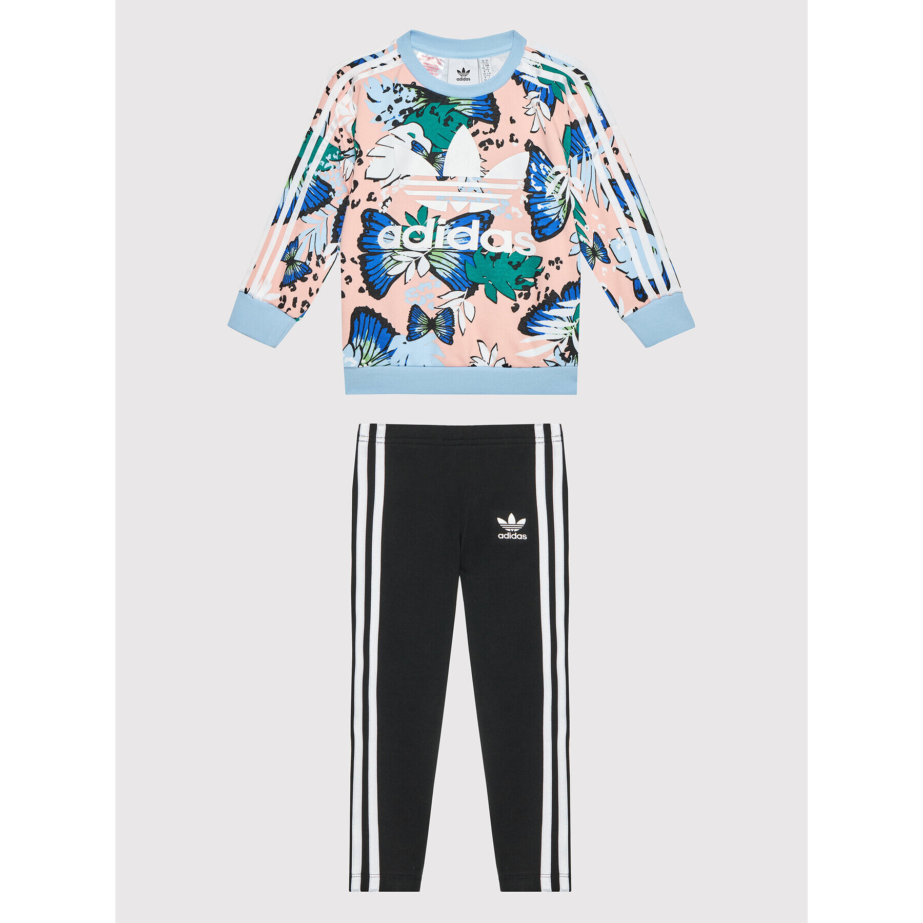 adidas Комплект суитшърт и клин Animal Flower Print H22590 Цветен Relaxed Fit - Pepit.bg