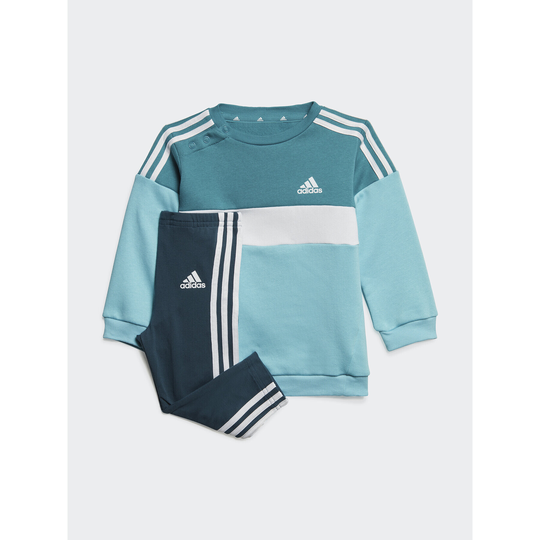 adidas Комплект суитшърт и клин Tiberio 3-Stripes Colorblock IJ6326 Син Slim Fit - Pepit.bg