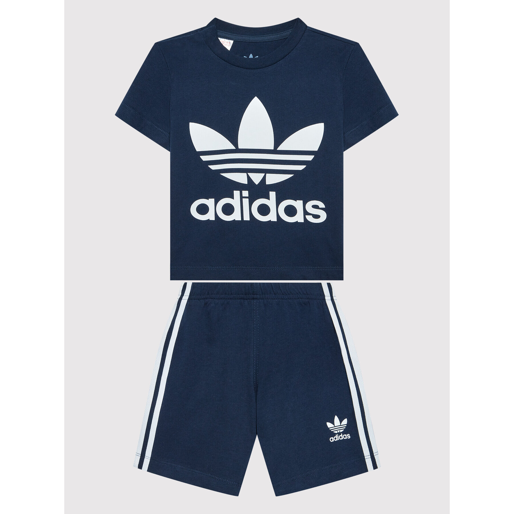 adidas Комплект тишърт и спортни шорти Trefoil HK7482 Тъмносин Regular Fit - Pepit.bg