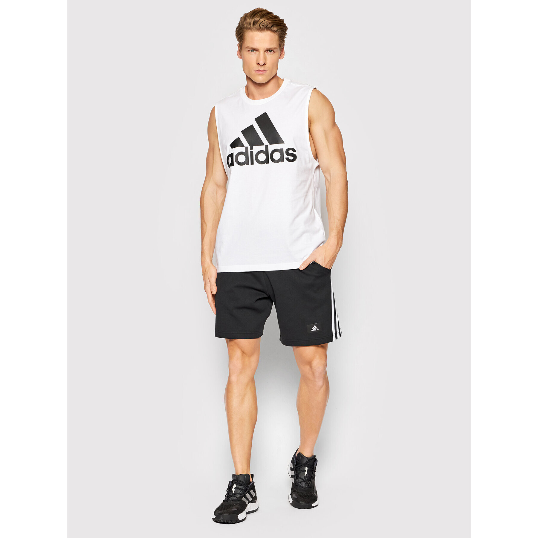 adidas Мъжки топ Essentials Big Logo H14640 Бял Regular Fit - Pepit.bg