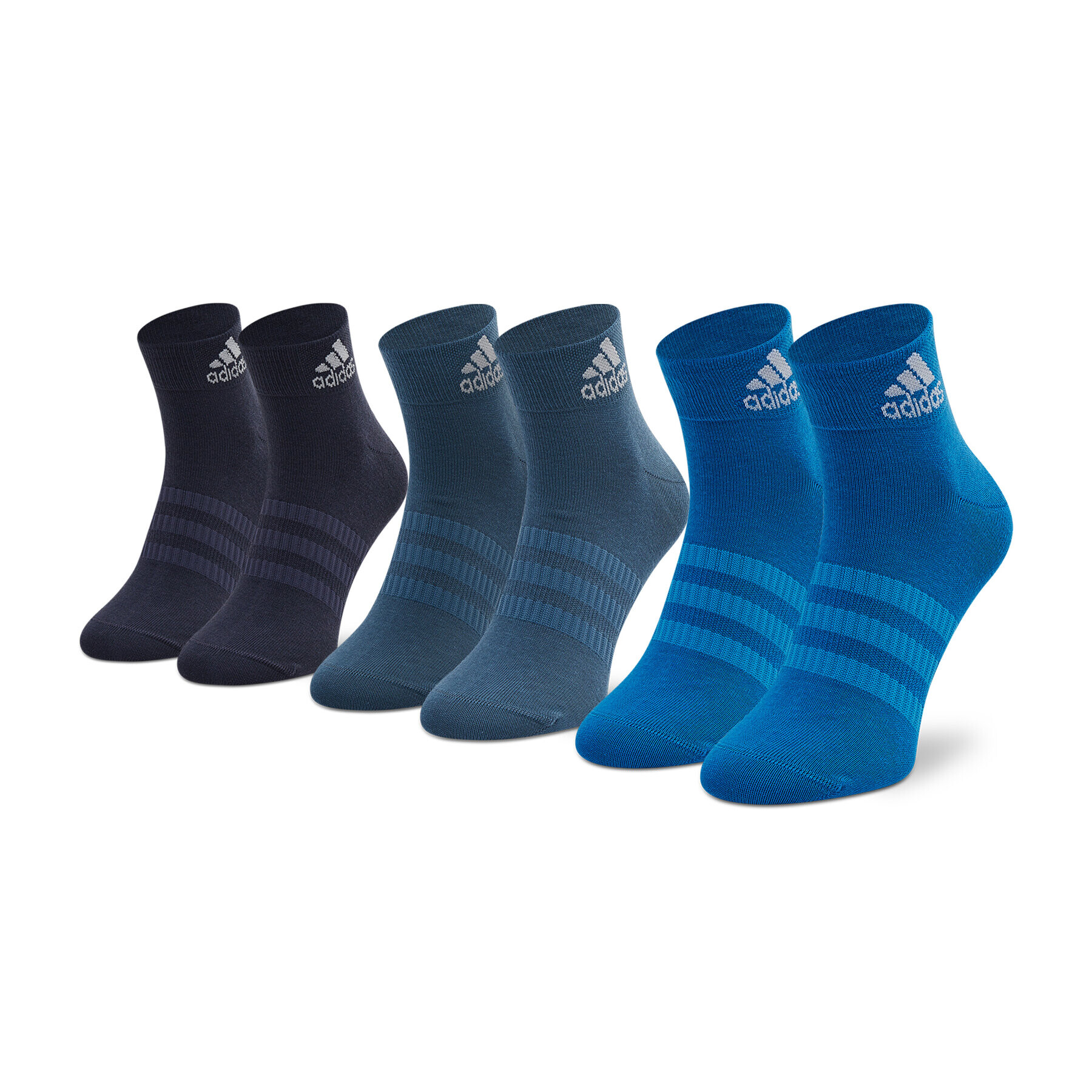 adidas Performance Комплект 3 чифта дълги чорапи мъжки 3-Stripes Cushioned Crew HE4998 Син - Pepit.bg