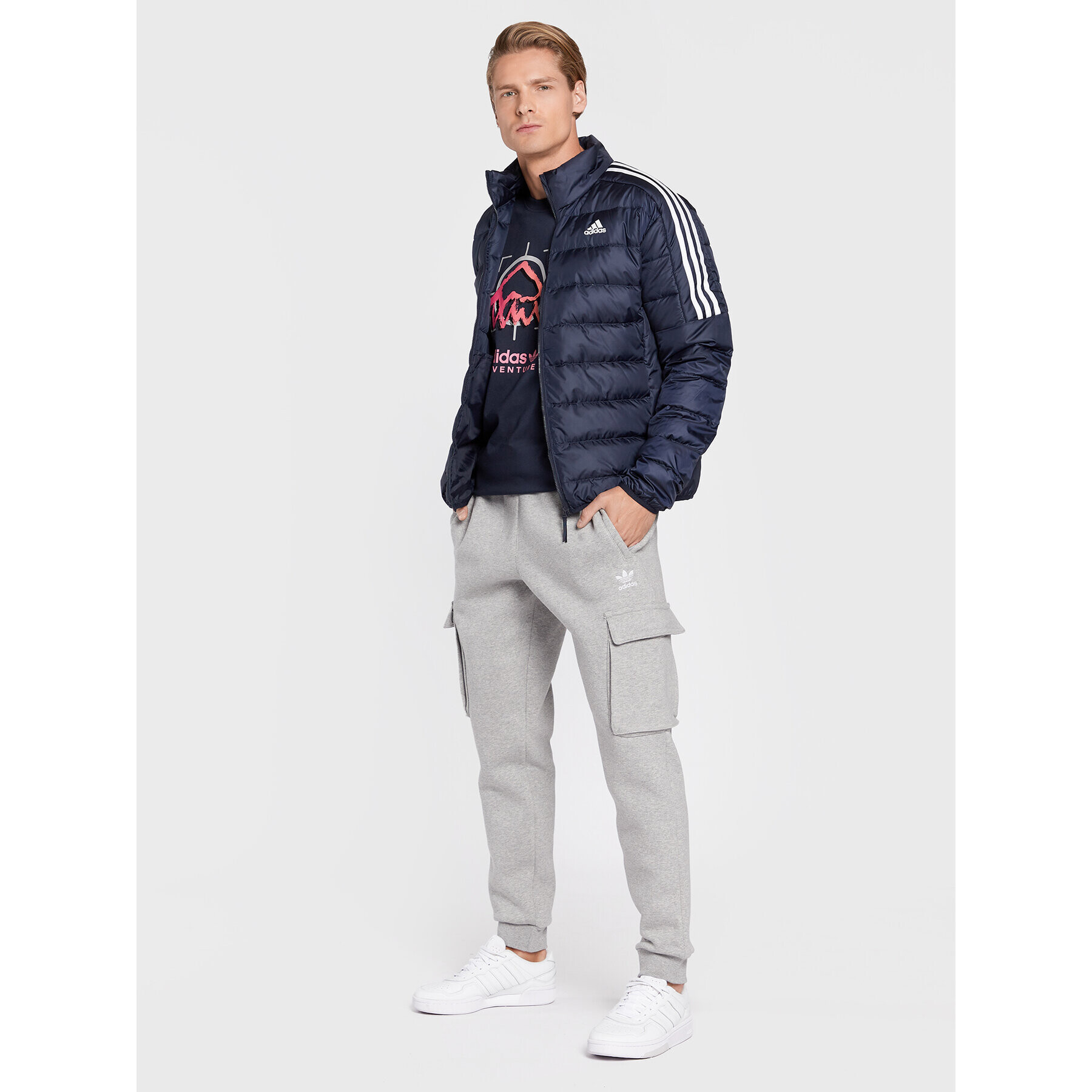 adidas Пухено яке Essenials GH4594 Тъмносин Slim Fit - Pepit.bg