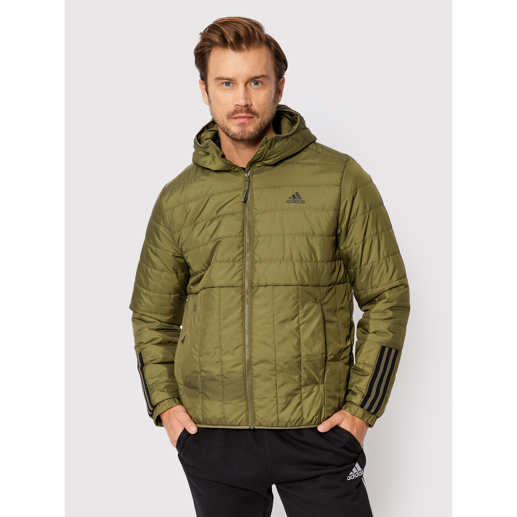 adidas Пухено яке Itavic 3-Stripes GT1685 Зелен Regular Fit - Pepit.bg