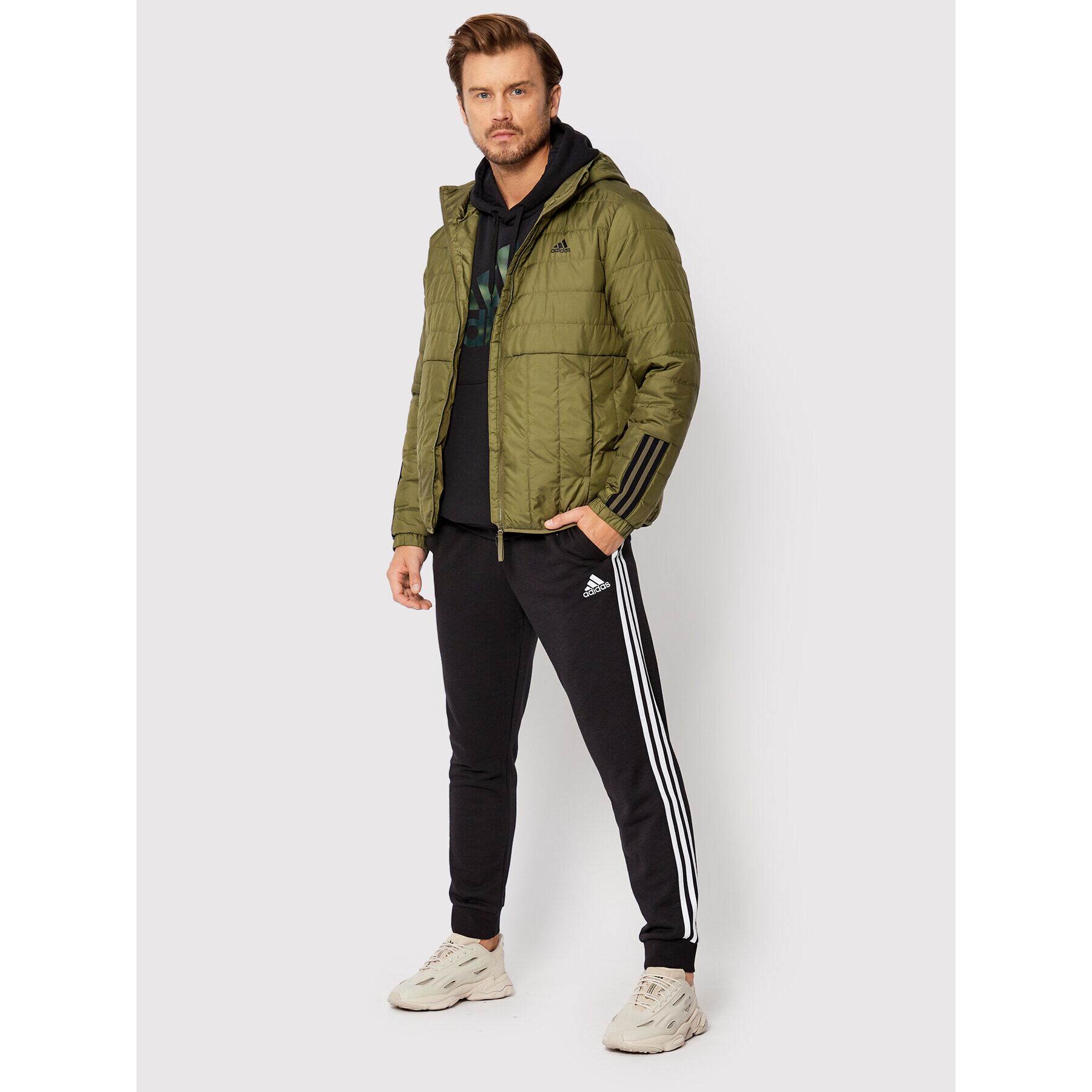 adidas Пухено яке Itavic 3-Stripes GT1685 Зелен Regular Fit - Pepit.bg