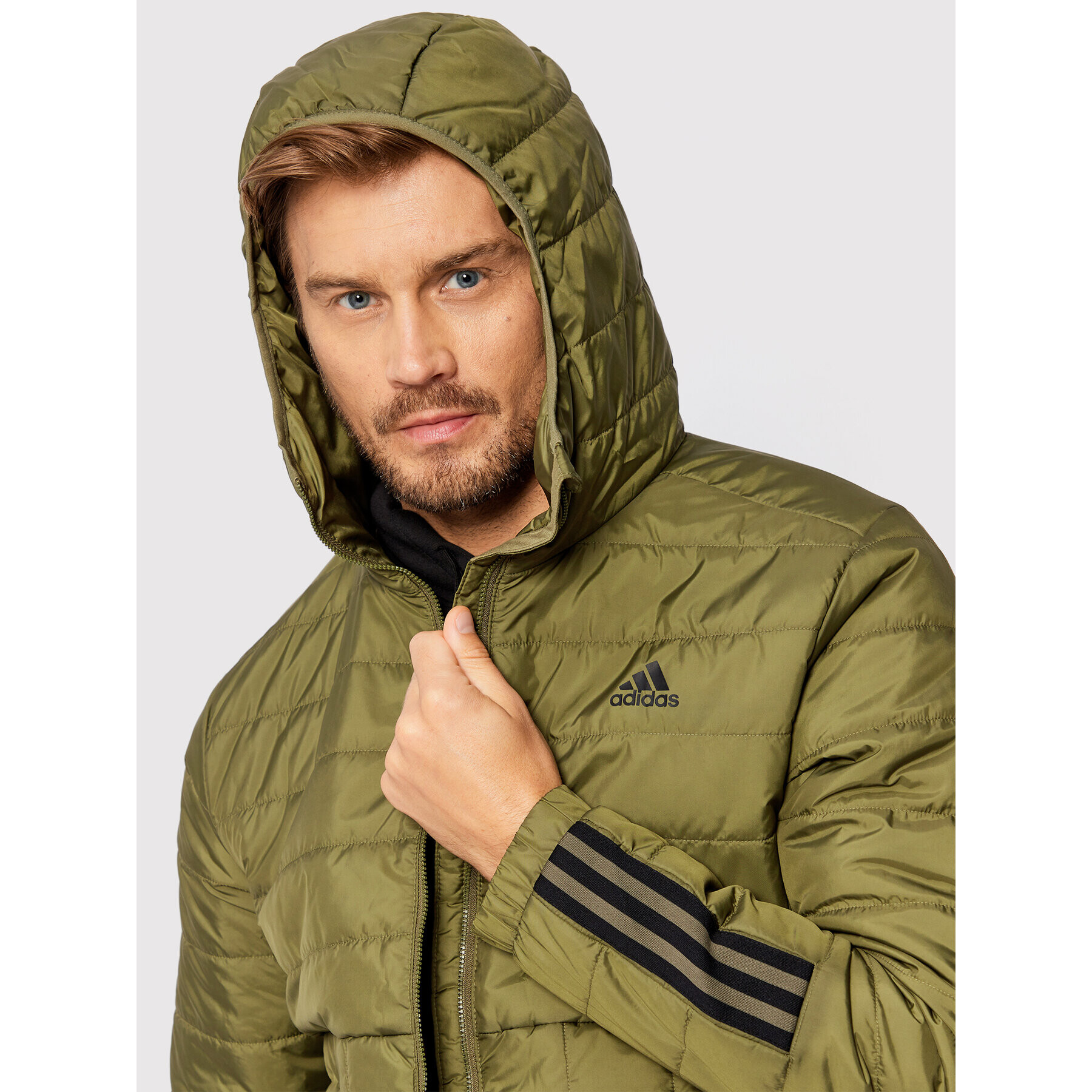adidas Пухено яке Itavic 3-Stripes GT1685 Зелен Regular Fit - Pepit.bg