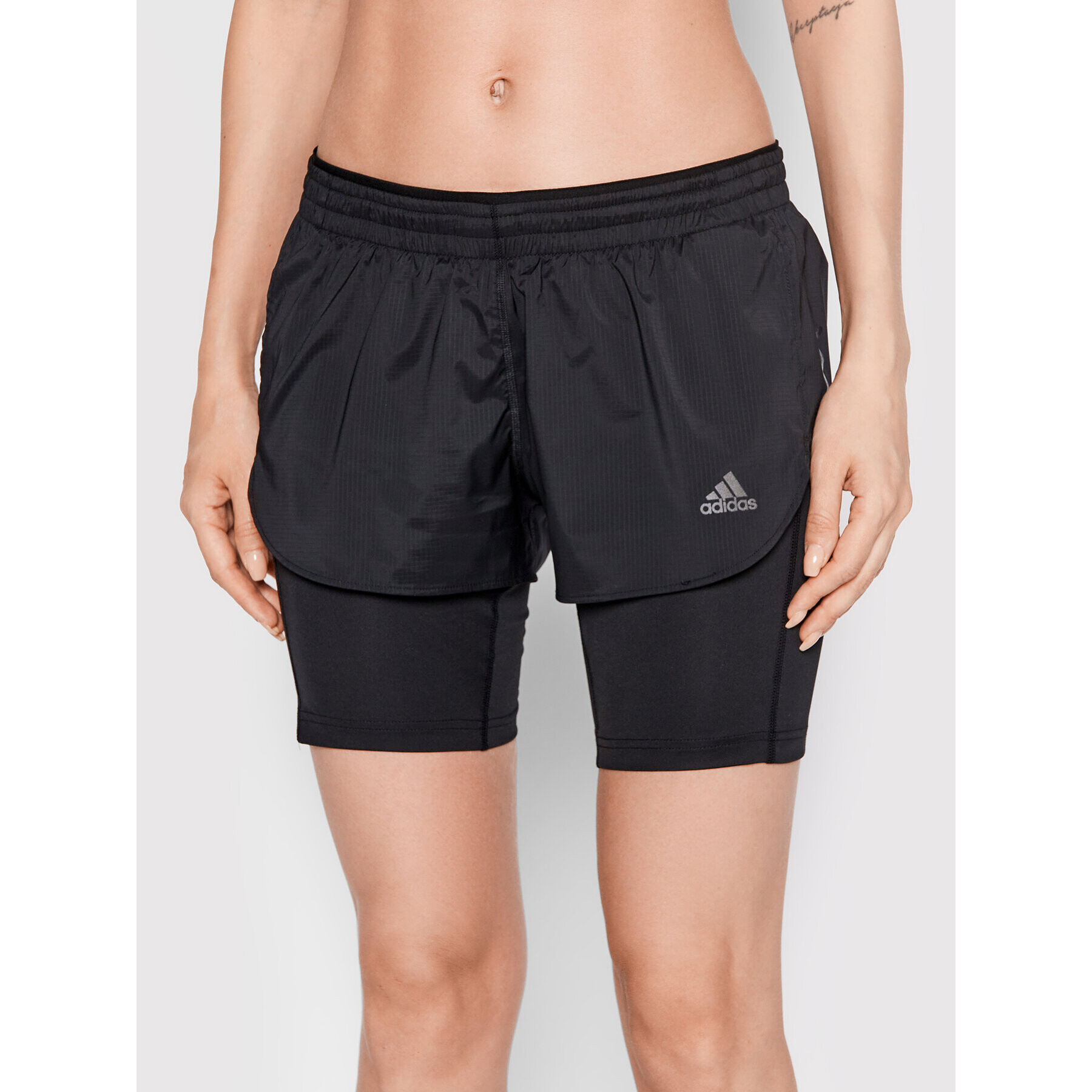 adidas Спортни шорти Run Fast Two-In-One HB9225 Черен Slim Fit - Pepit.bg