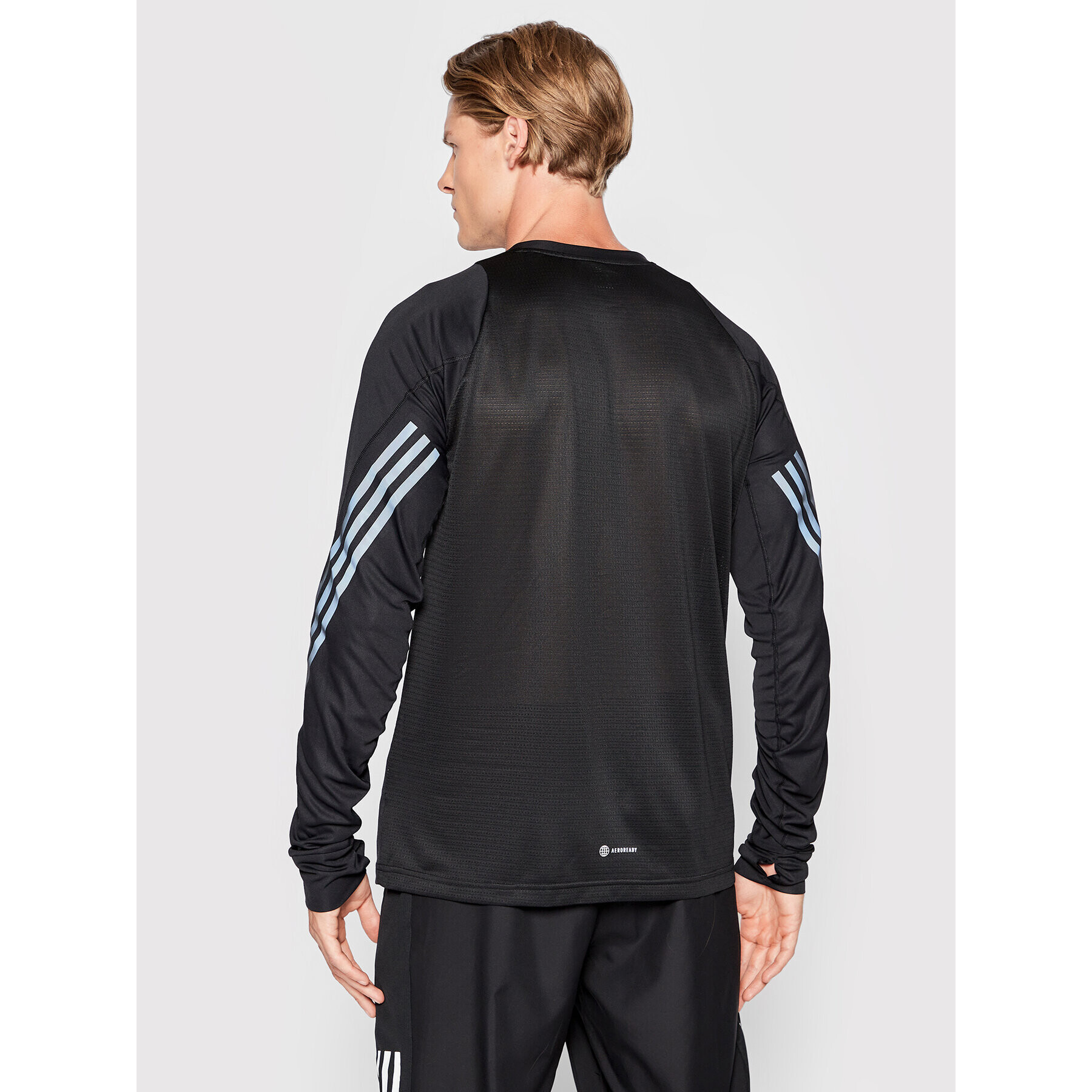 adidas Тениска от техническо трико Run Icon Full Reflective 3-Stripes HB7434 Черен Slim Fit - Pepit.bg