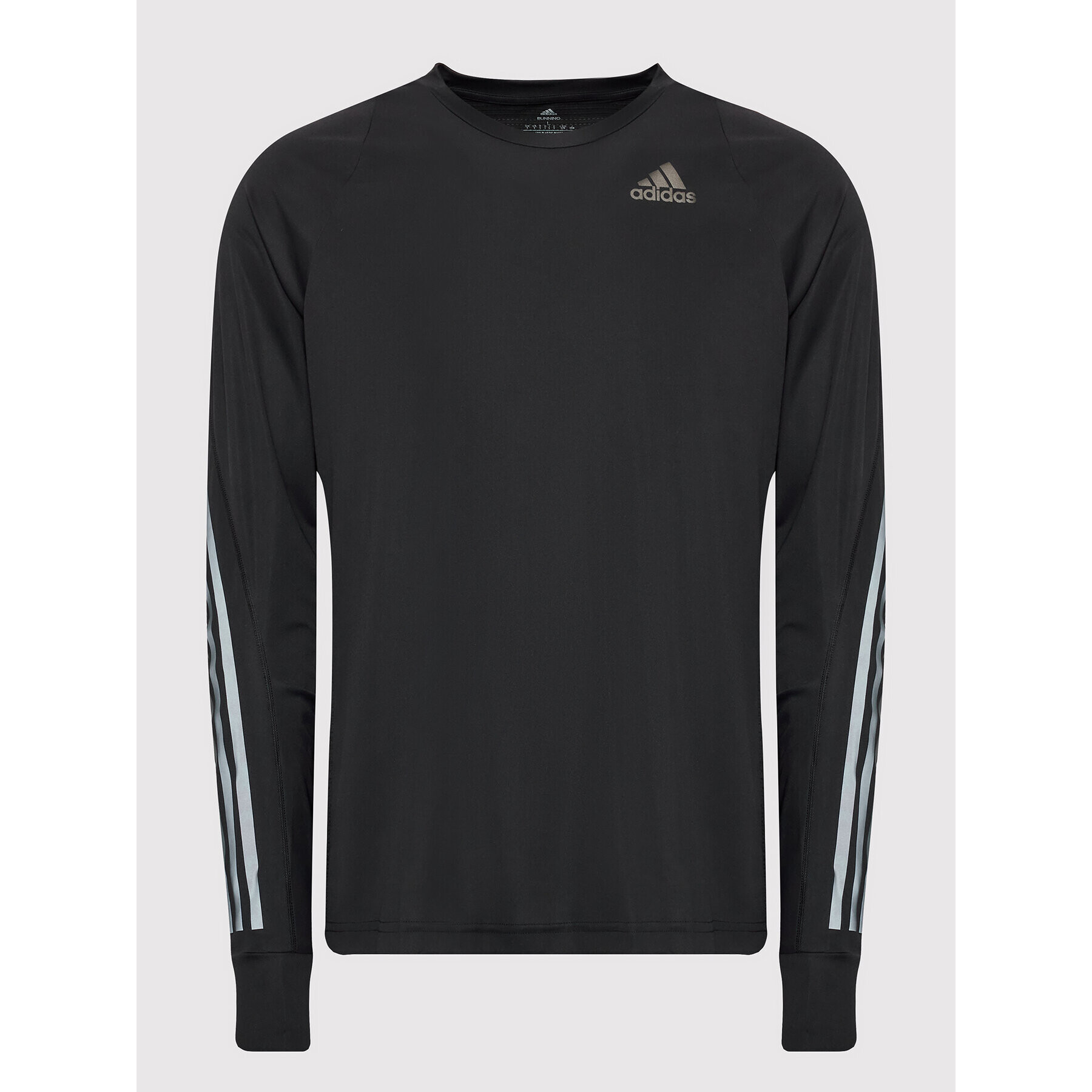 adidas Тениска от техническо трико Run Icon Full Reflective 3-Stripes HB7434 Черен Slim Fit - Pepit.bg