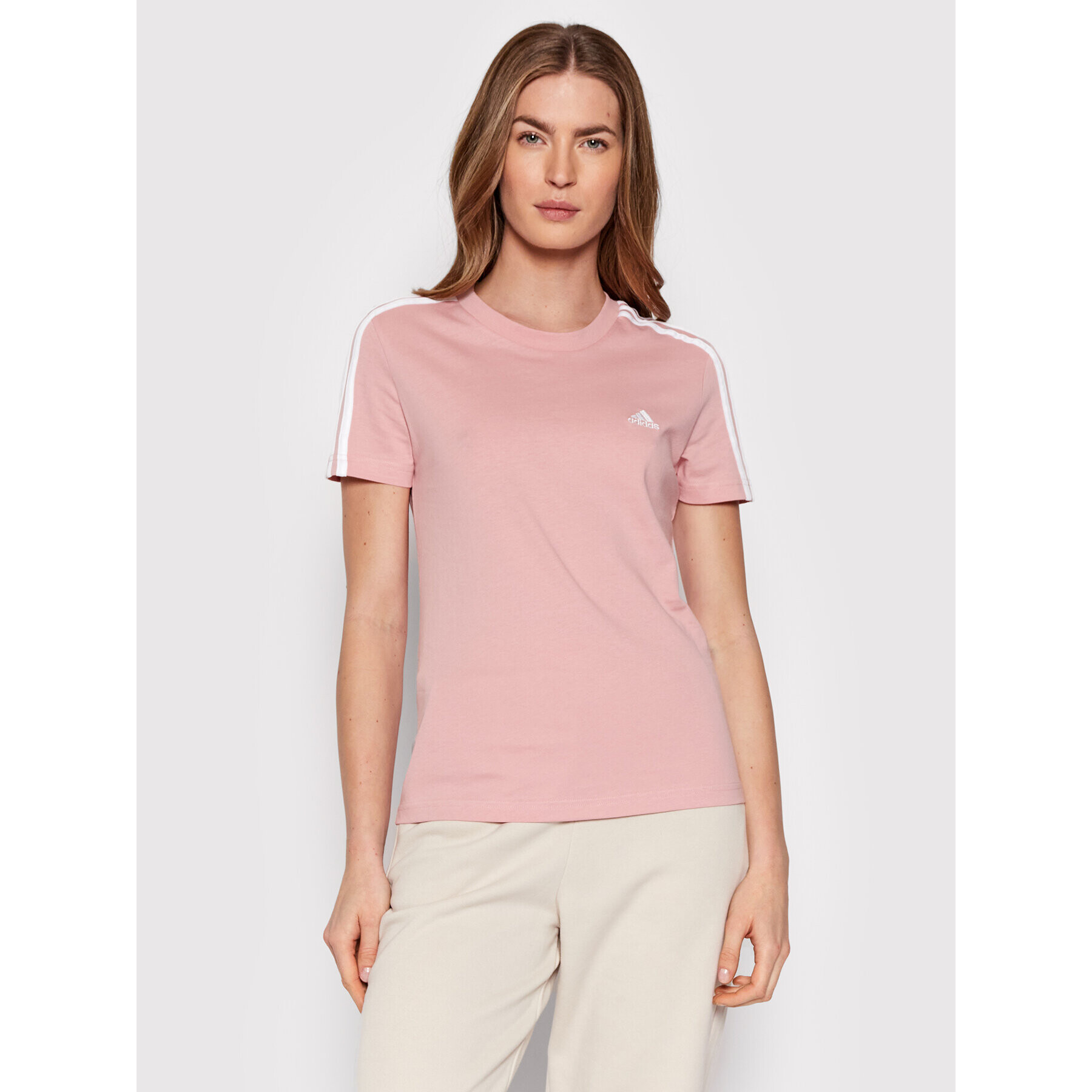adidas Performance Тишърт Essentials 3-Stripes HF7236 Розов Slim Fit - Pepit.bg
