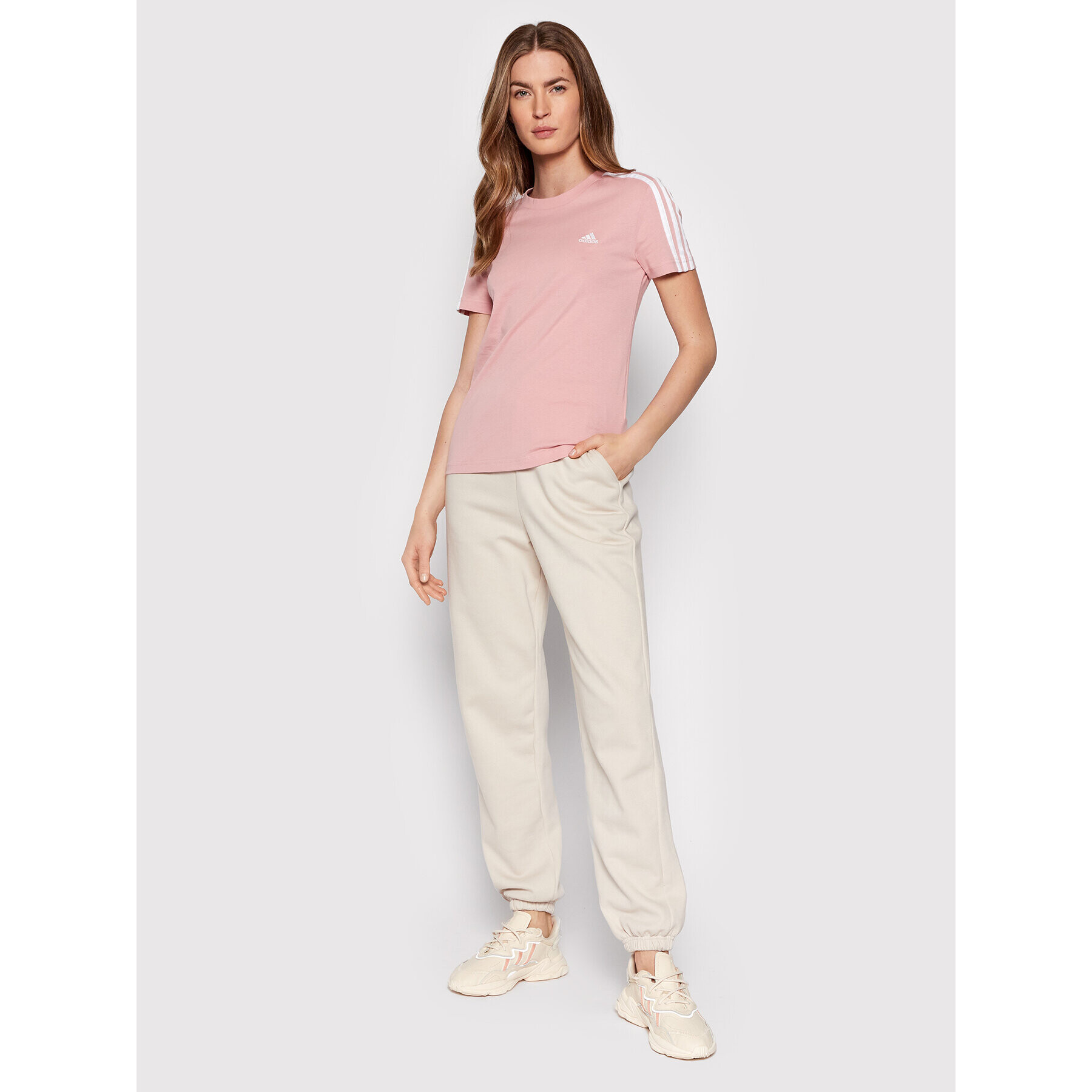 adidas Performance Тишърт Essentials 3-Stripes HF7236 Розов Slim Fit - Pepit.bg