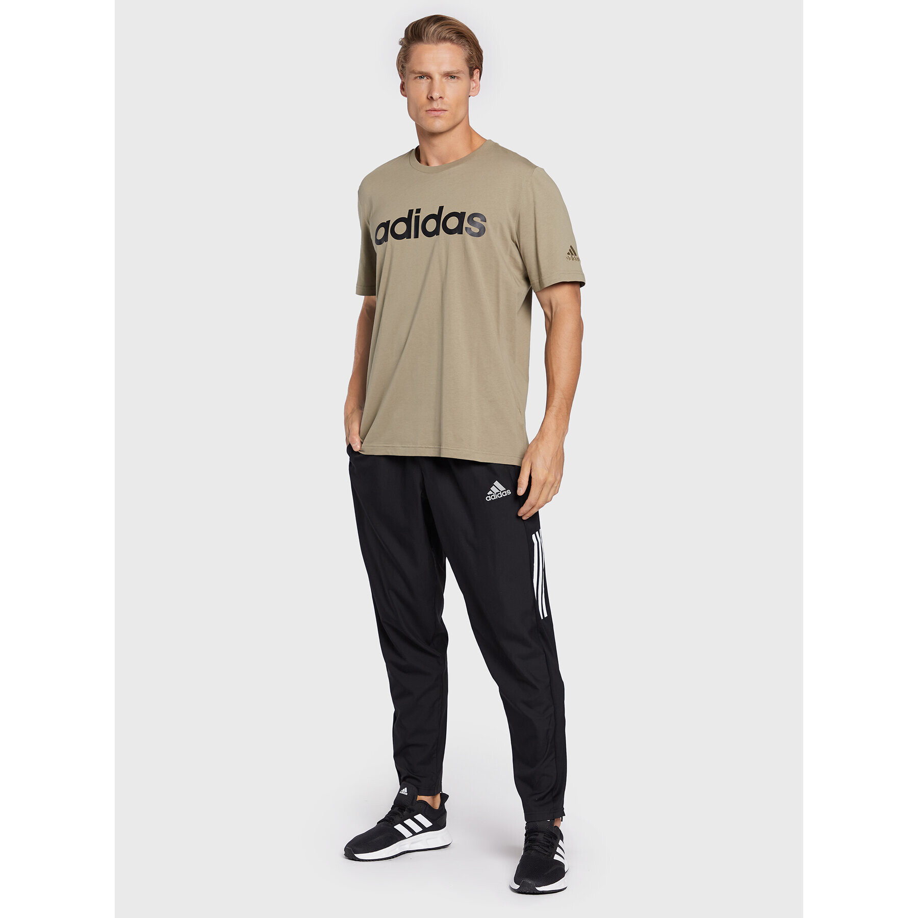 adidas Тишърт Essentials Embroidered Linear Logo HC4962 Зелен Regular Fit - Pepit.bg