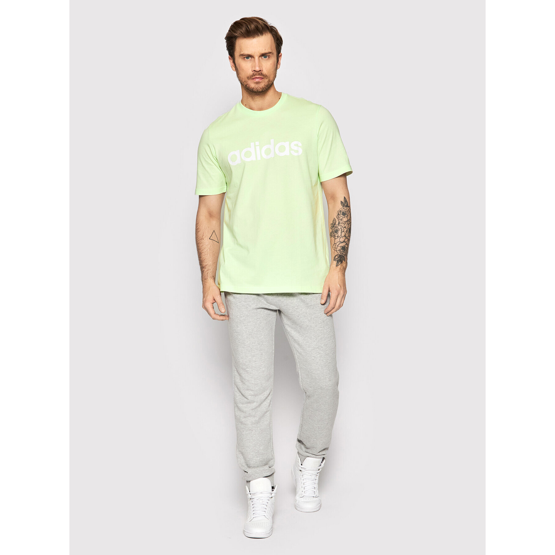 adidas Performance Тишърт Essentials Embroidered Linear Logo HE1825 Зелен Regular Fit - Pepit.bg