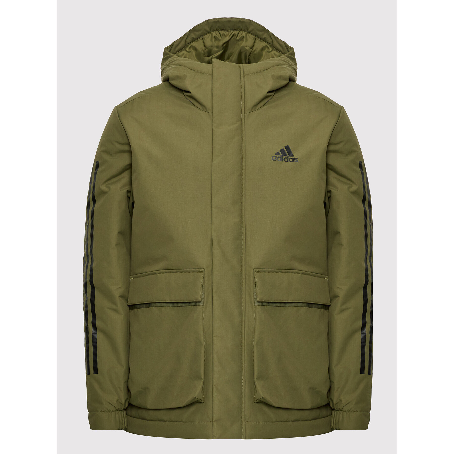 adidas Зимно яке Utilitas 3-Stripes GT1691 Зелен Regular Fit - Pepit.bg