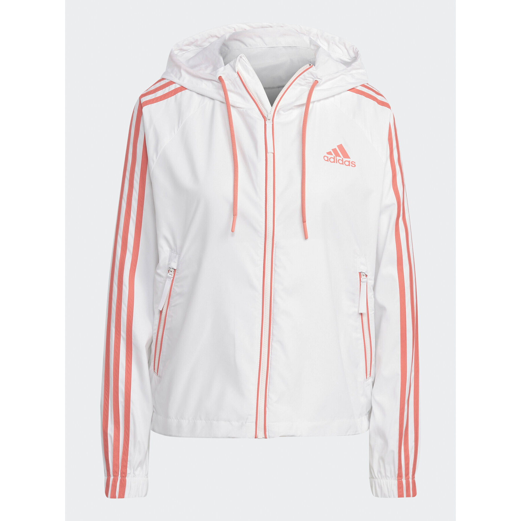 adidas Преходно яке BSC 3-Stripes Wind Jacket HT8752 Бял Loose Fit - Pepit.bg