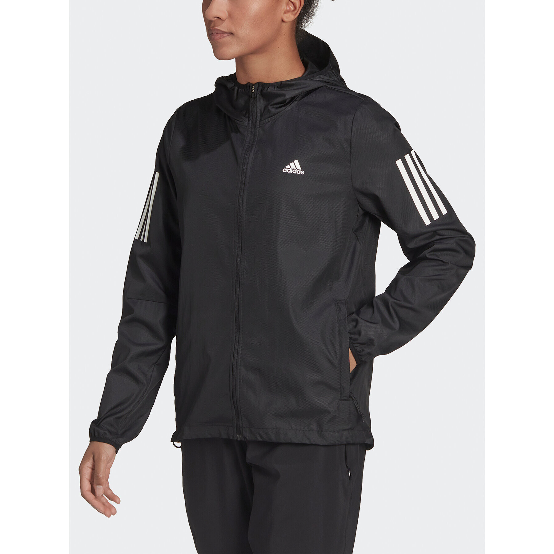 adidas Преходно яке Own the Run Hooded Running Windbreaker H59271 Черен Regular Fit - Pepit.bg