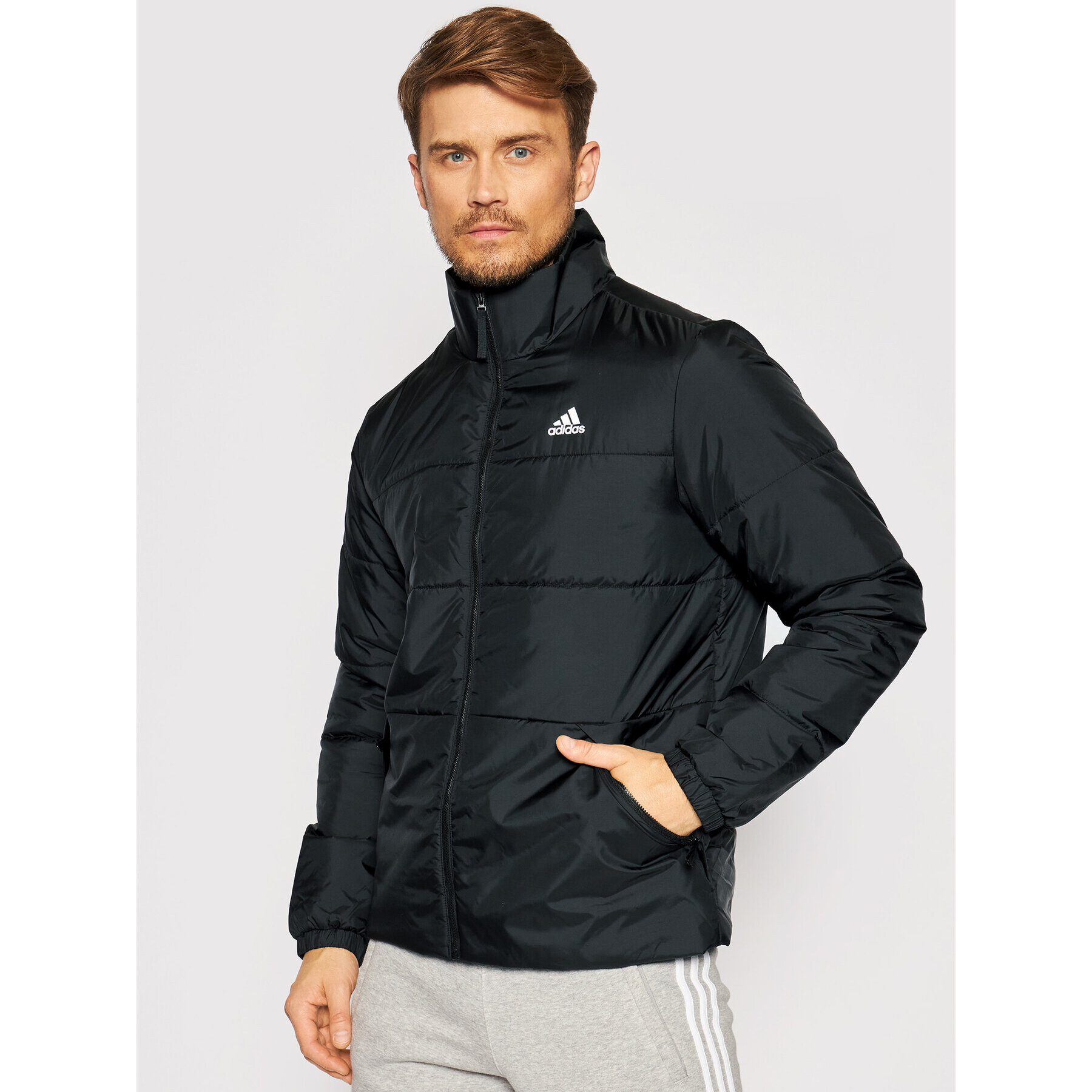 adidas Performance Пухено яке Bsc 3-Stripes Insulated DZ1396 Черен Slim Fit - Pepit.bg