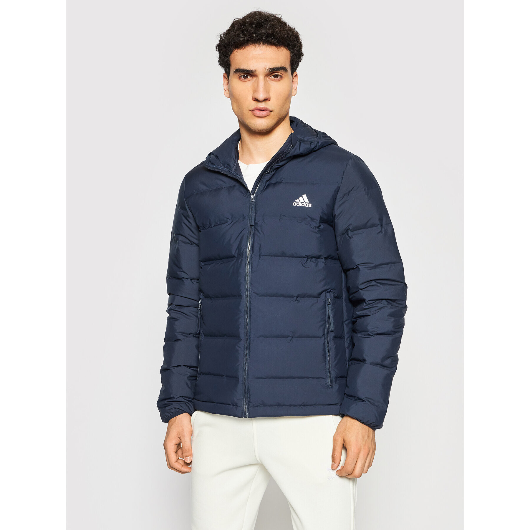 adidas Пухено яке Helionic GE5811 Тъмносин Slim Fit - Pepit.bg