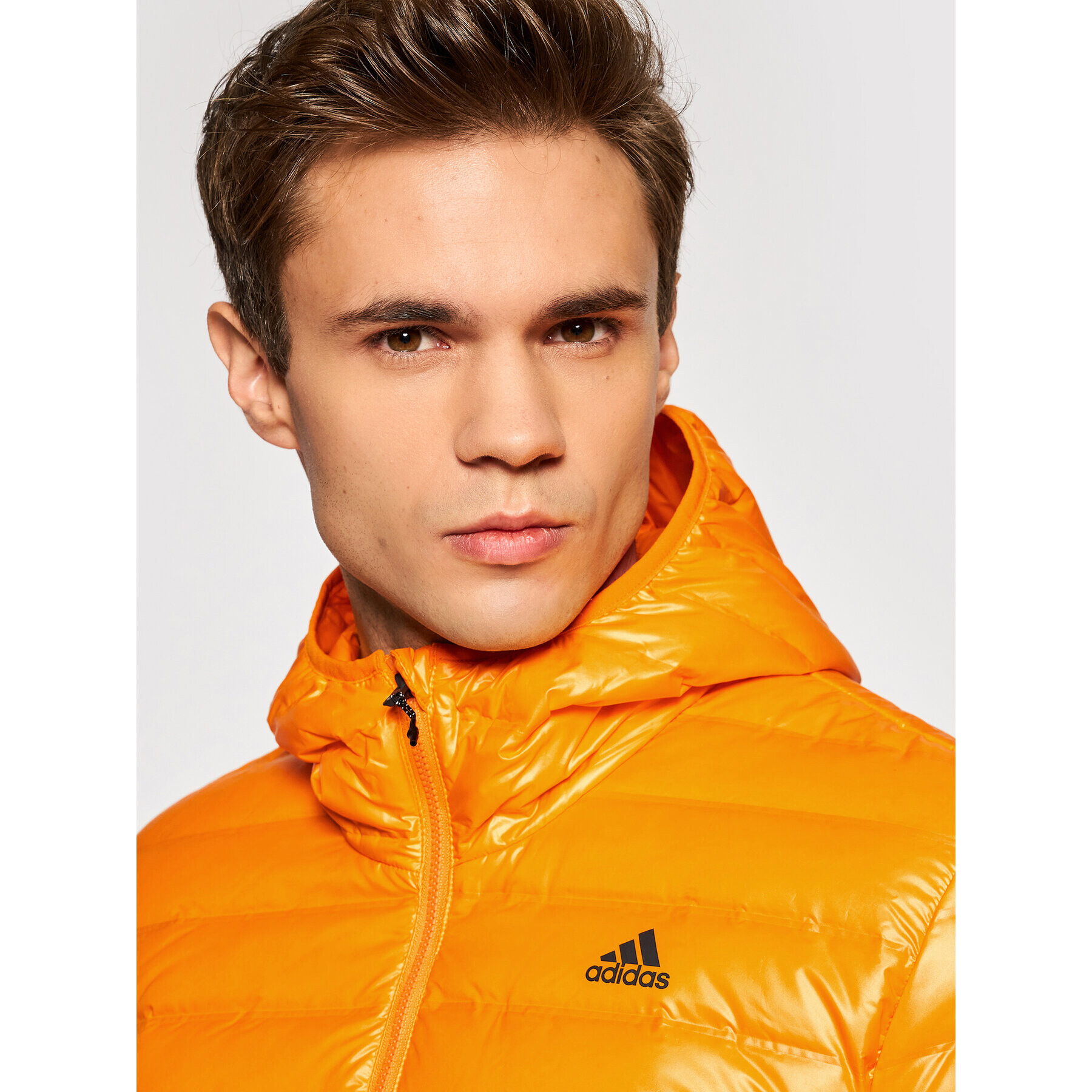 adidas Пухено яке Varilite Hooded GT9215 Оранжев Slim Fit - Pepit.bg