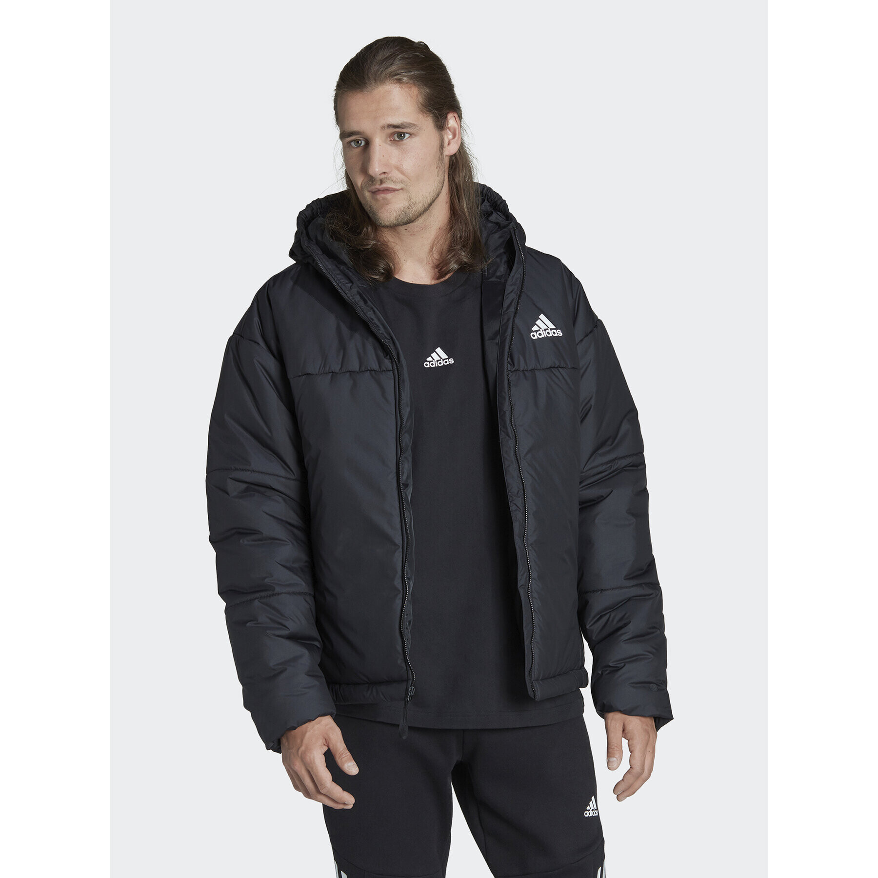 adidas Пухено яке Bsc 3-Stripes HG8756 Черен Regular Fit - Pepit.bg