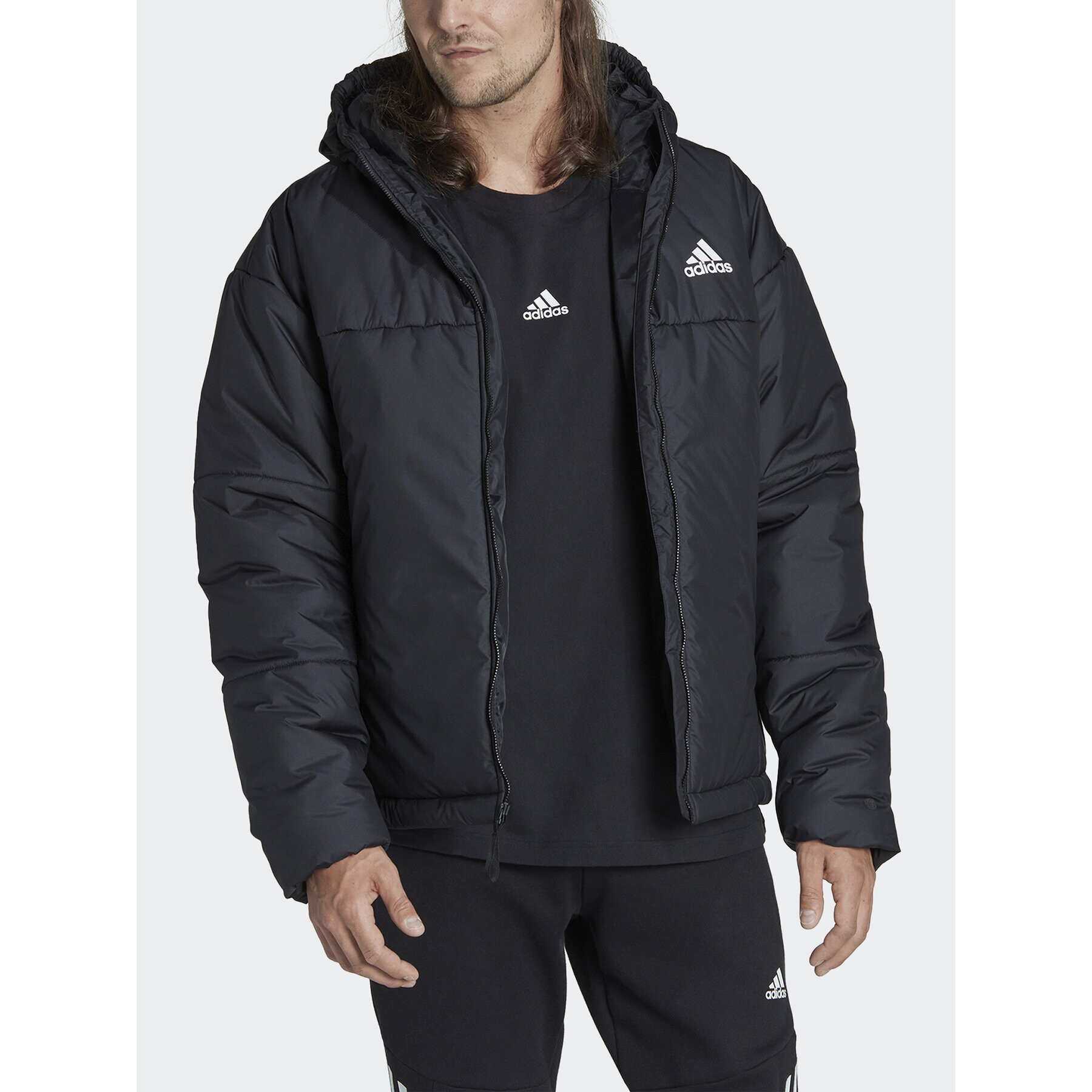 adidas Пухено яке Bsc 3-Stripes HG8756 Черен Regular Fit - Pepit.bg