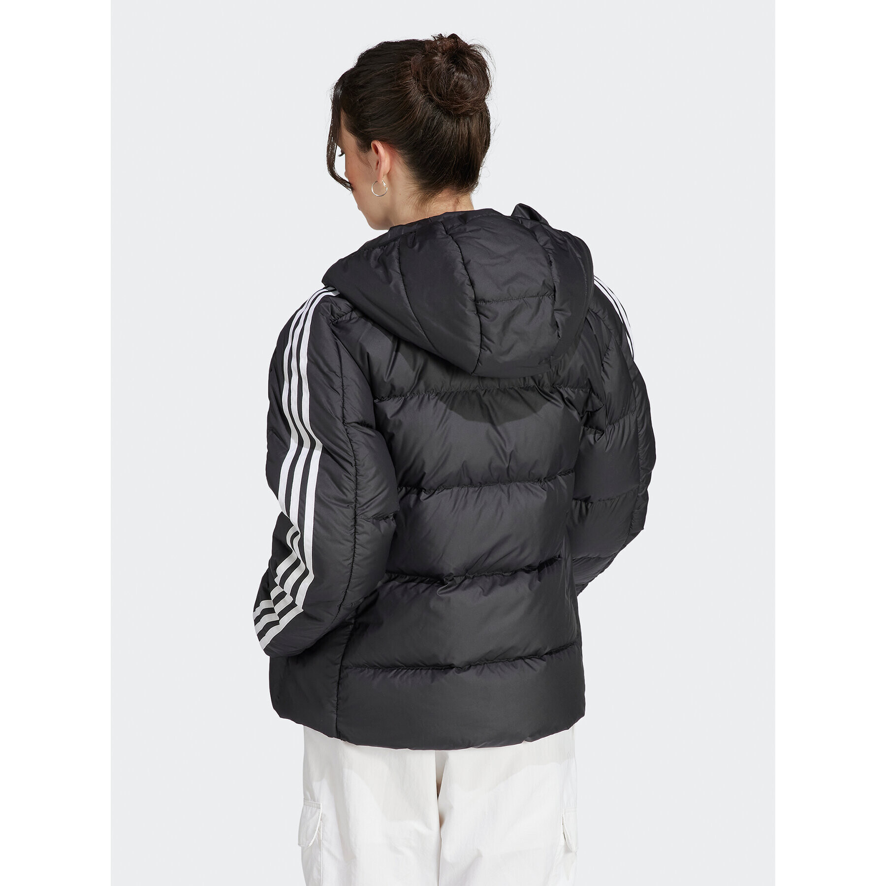adidas Пухено яке Essentials 3-Stripes Mid Down HZ8483 Черен Regular Fit - Pepit.bg