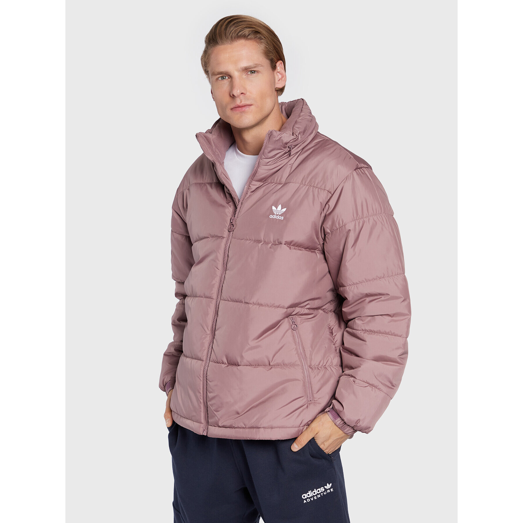 adidas Пухено яке Essentials HL9191 Розов Relaxed Fit - Pepit.bg