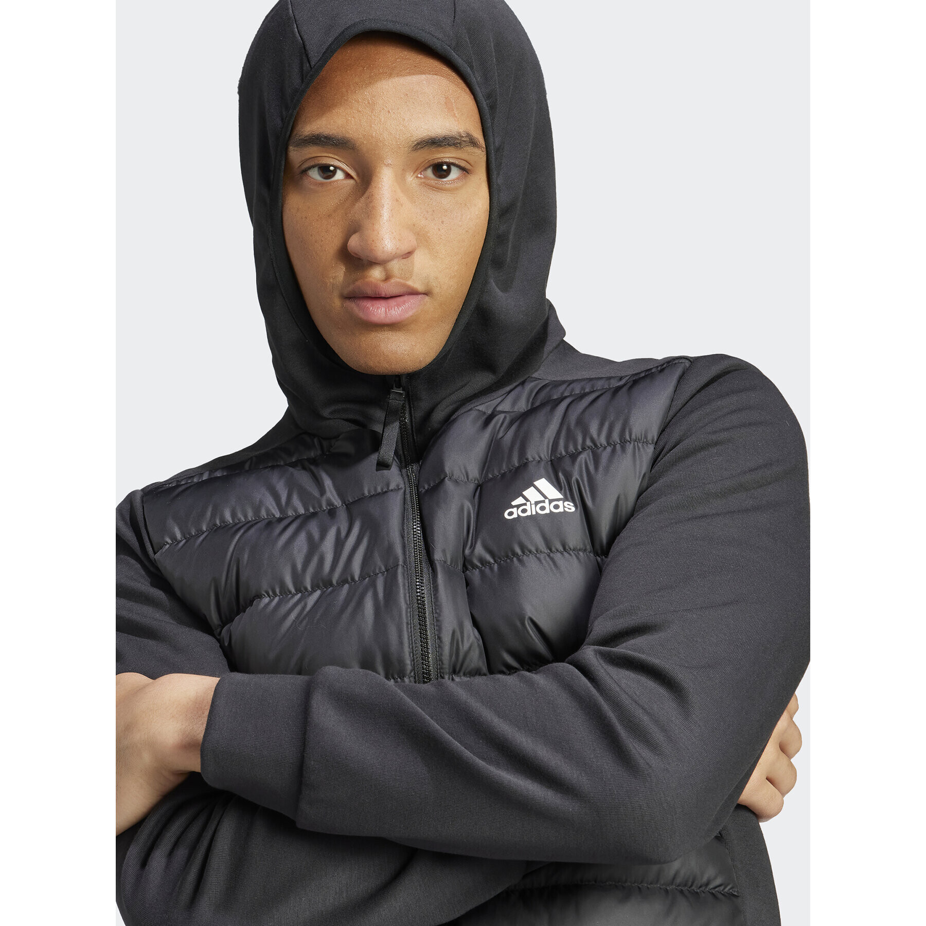 adidas Пухено яке Essentials Hybrid Down HZ4430 Черен Slim Fit - Pepit.bg