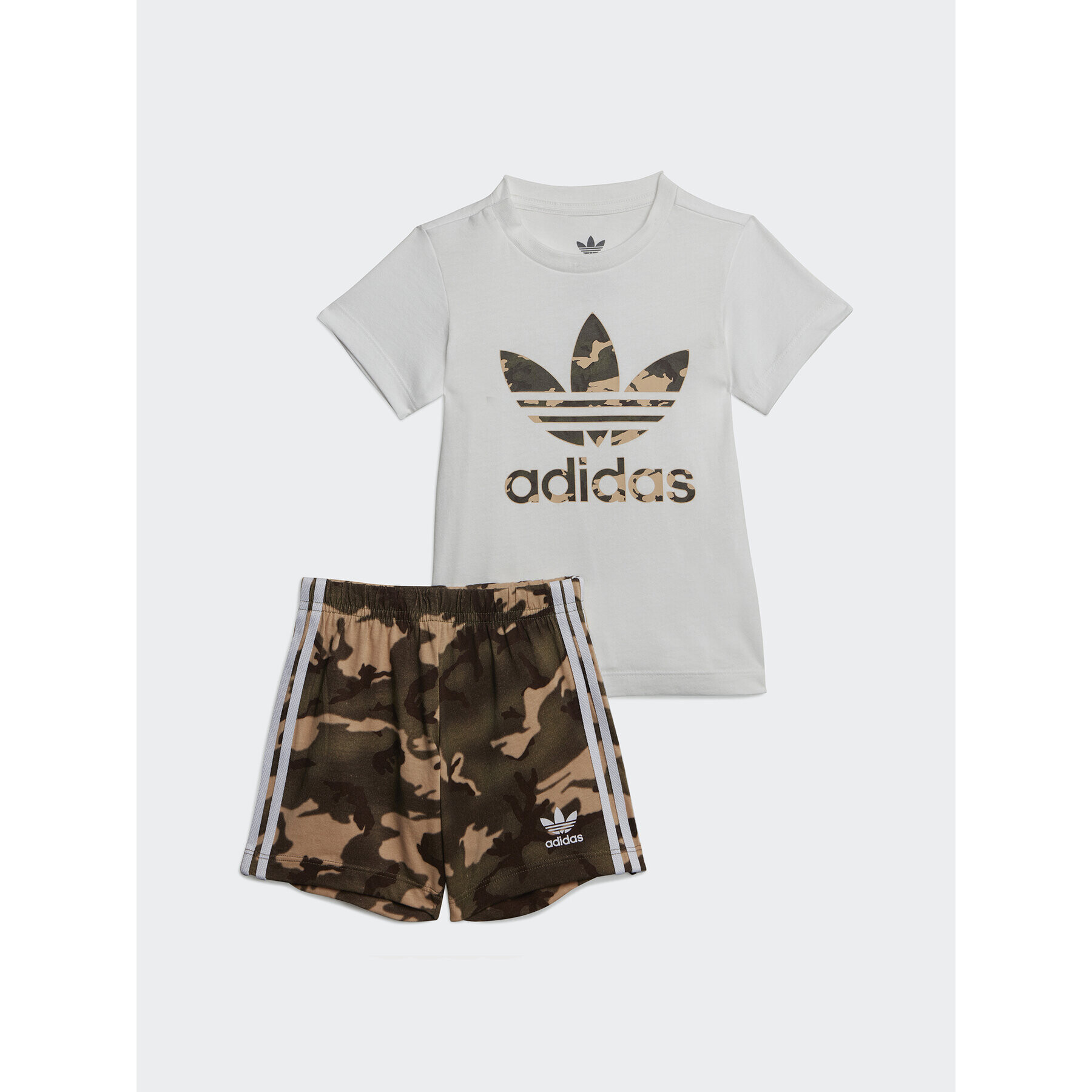 adidas Спортен екип Camo Tee and Shorts Set IC2027 Бял Regular Fit - Pepit.bg