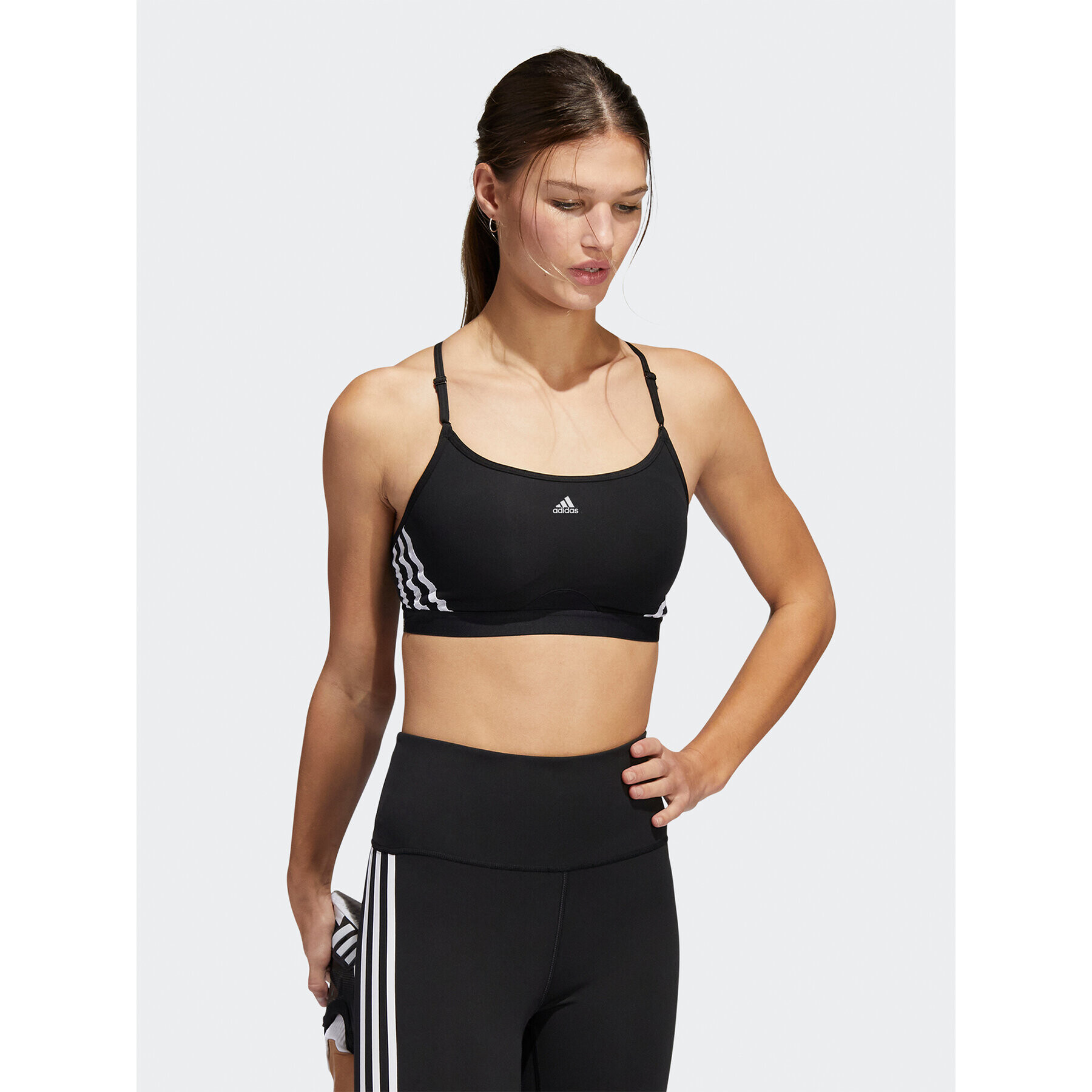 adidas Спортен сутиен Aeroreact Training Light-Support 3-Stripes Bra HC7862 Черен - Pepit.bg