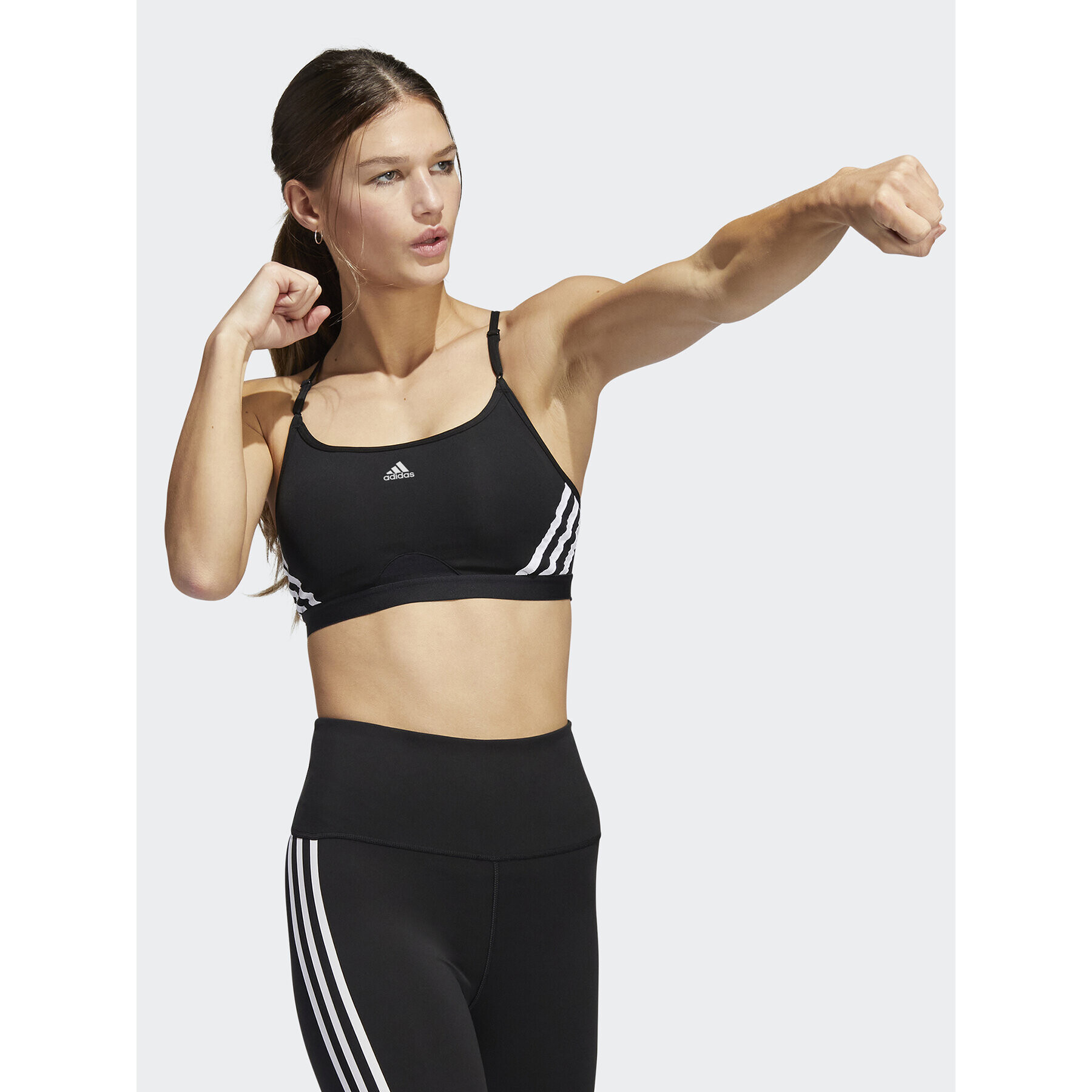 adidas Спортен сутиен Aeroreact Training Light-Support 3-Stripes Bra HC7862 Черен - Pepit.bg