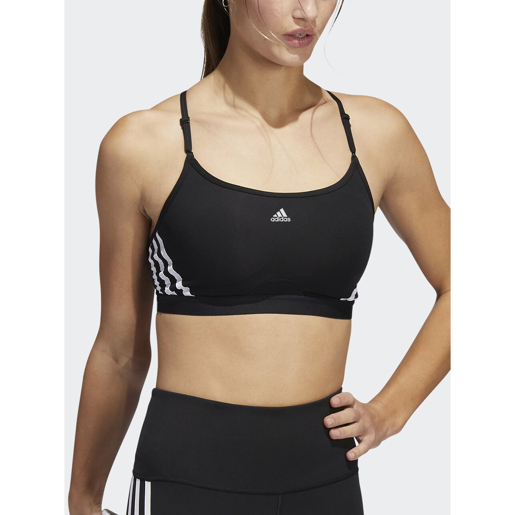 adidas Спортен сутиен Aeroreact Training Light-Support 3-Stripes Bra HC7862 Черен - Pepit.bg