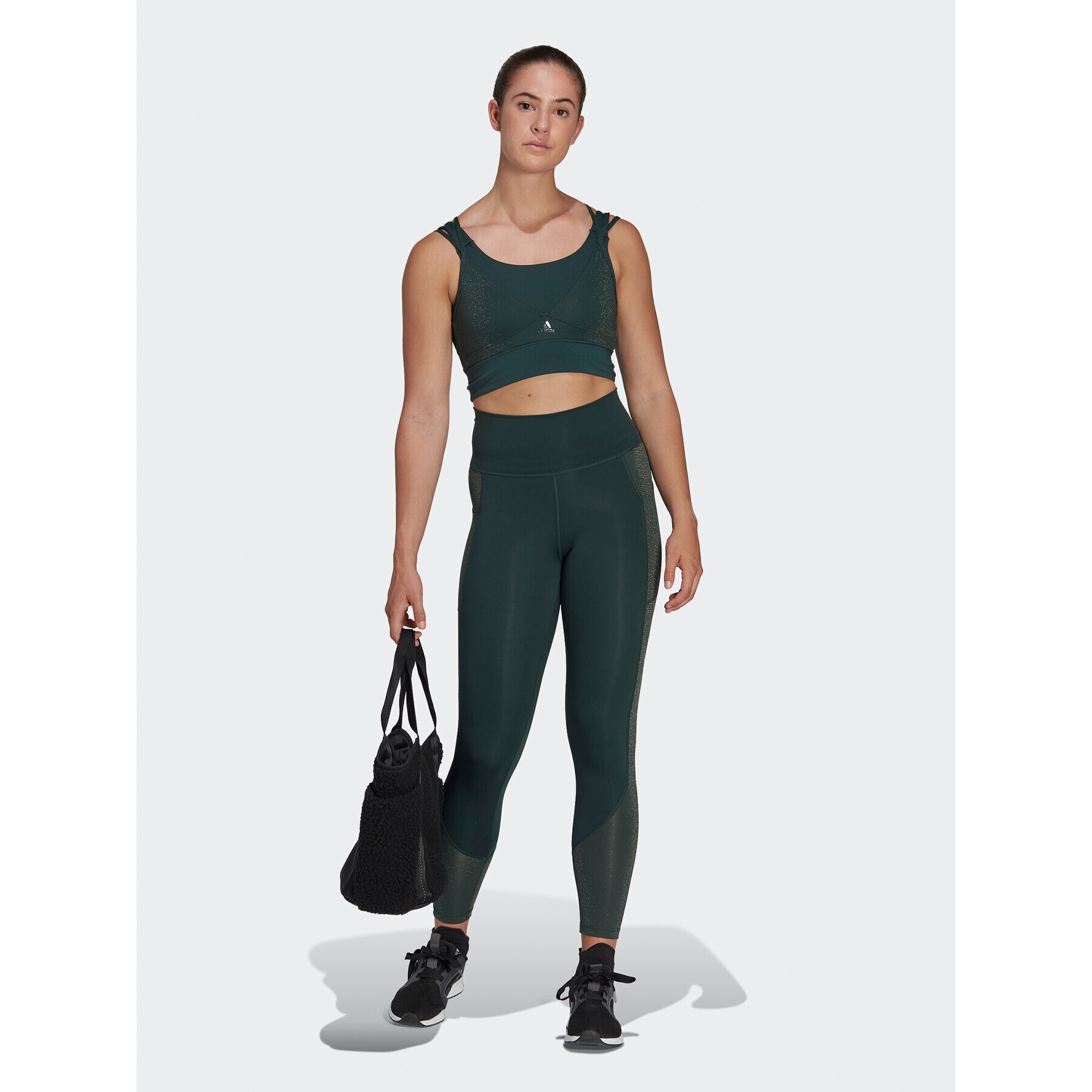 adidas Спортен сутиен Powerimpact Training Medium-Support Shiny Bra HM7886 Зелен - Pepit.bg