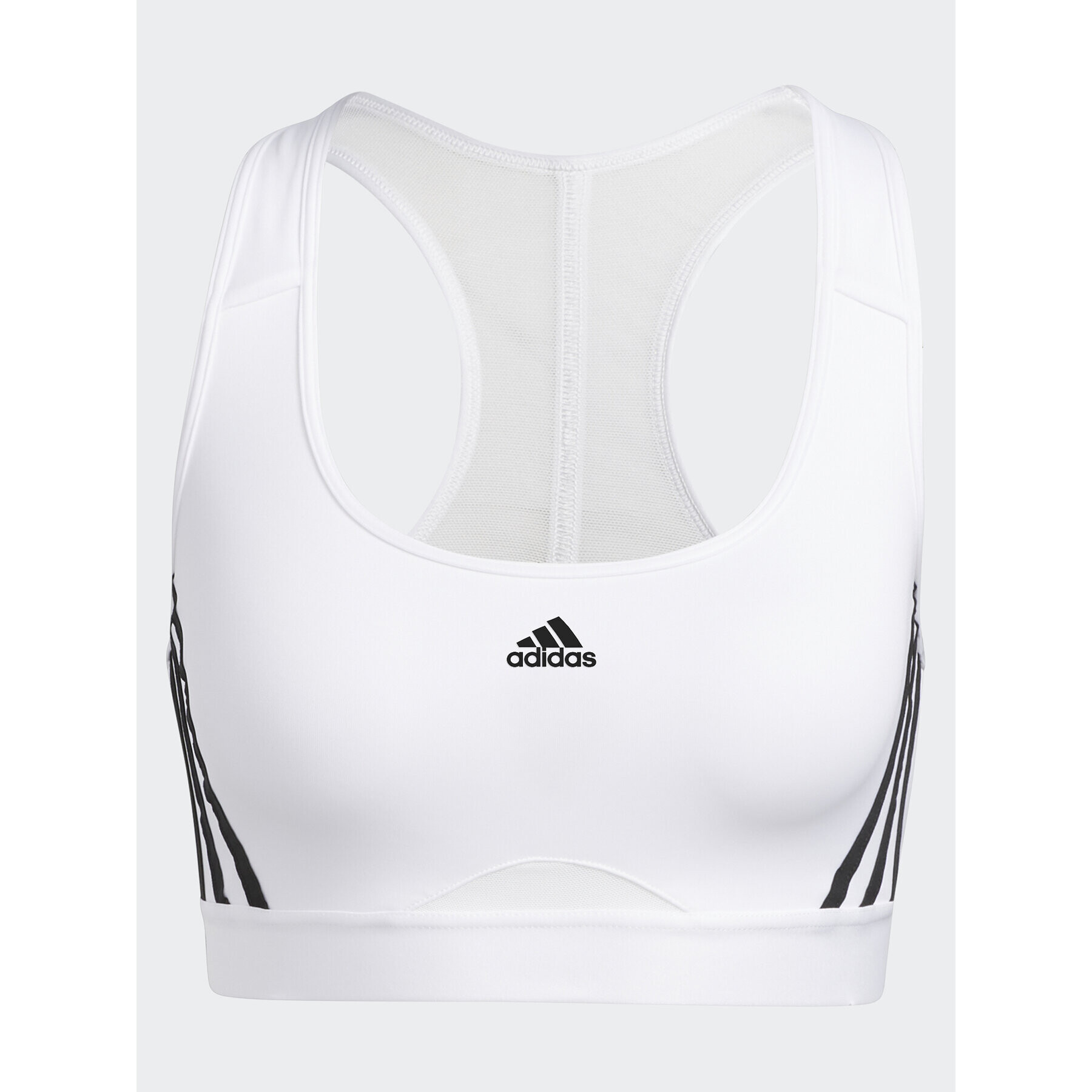 adidas Спортен сутиен Powerreact Training Medium-Support 3-Stripes Bra HC7897 Бял - Pepit.bg