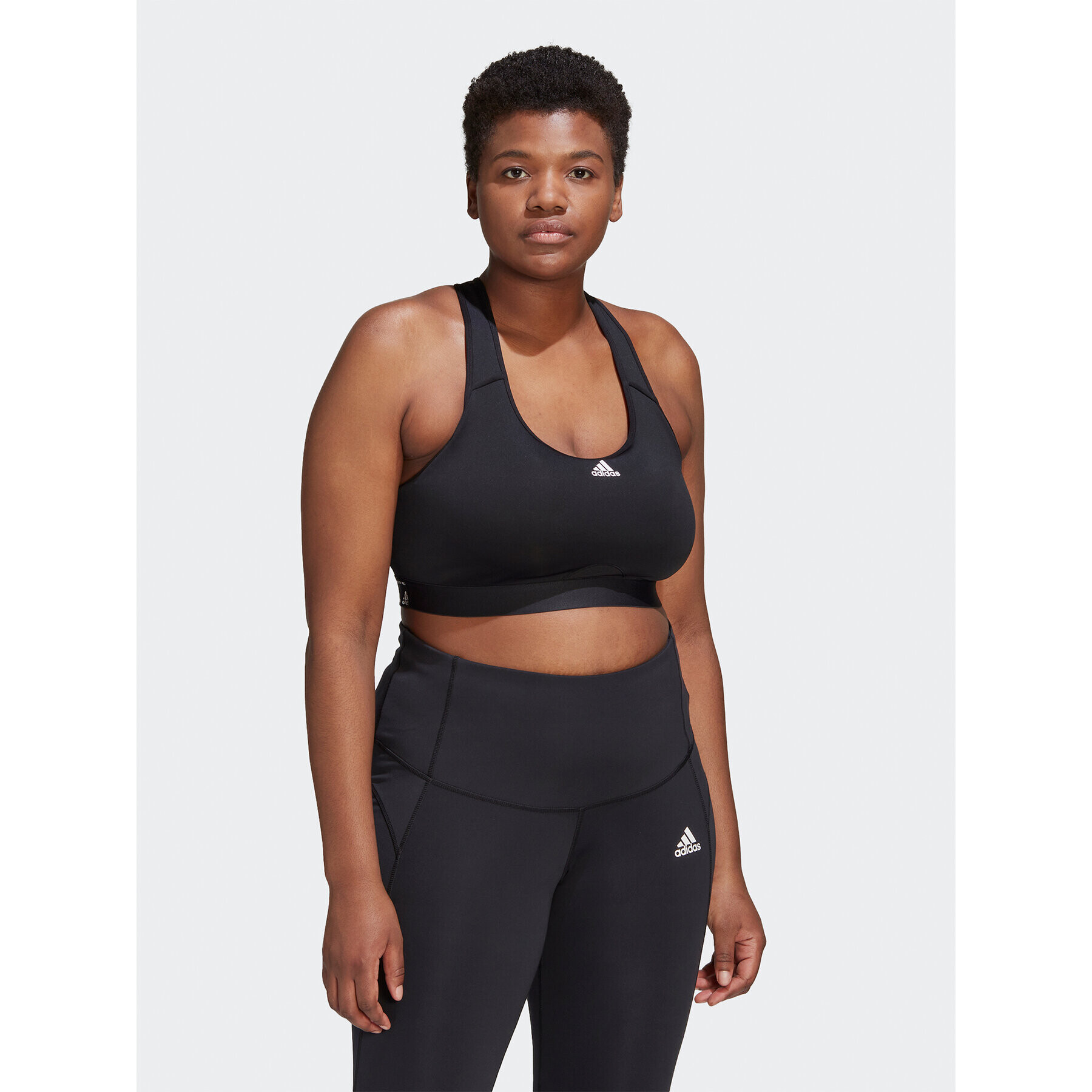 adidas Спортен сутиен Powerreact Training Medium-Support Bra (Plus Size) HC7492 Черен - Pepit.bg