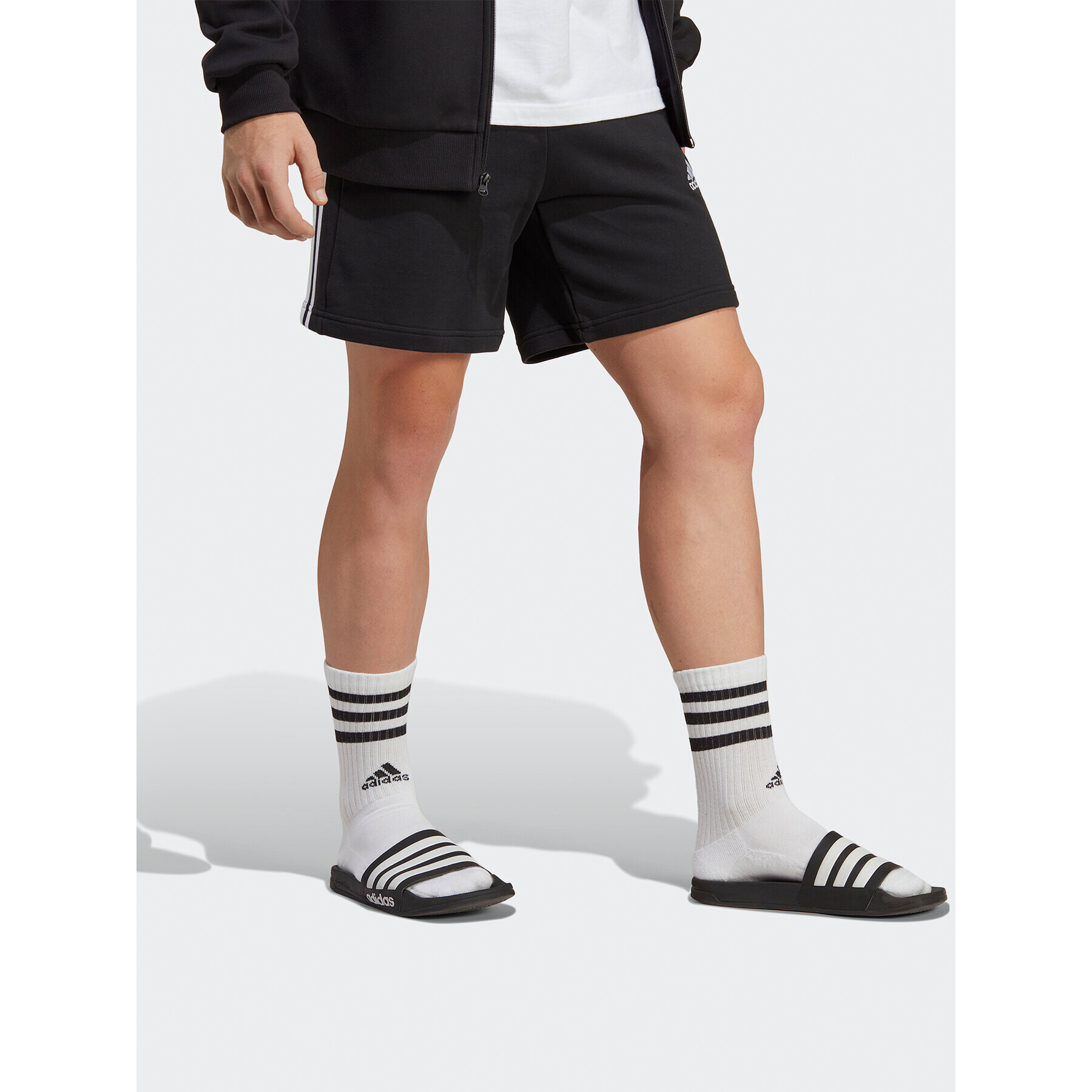 adidas Спортни шорти Essentials French Terry 3-Stripes Shorts IC9435 Черен Regular Fit - Pepit.bg