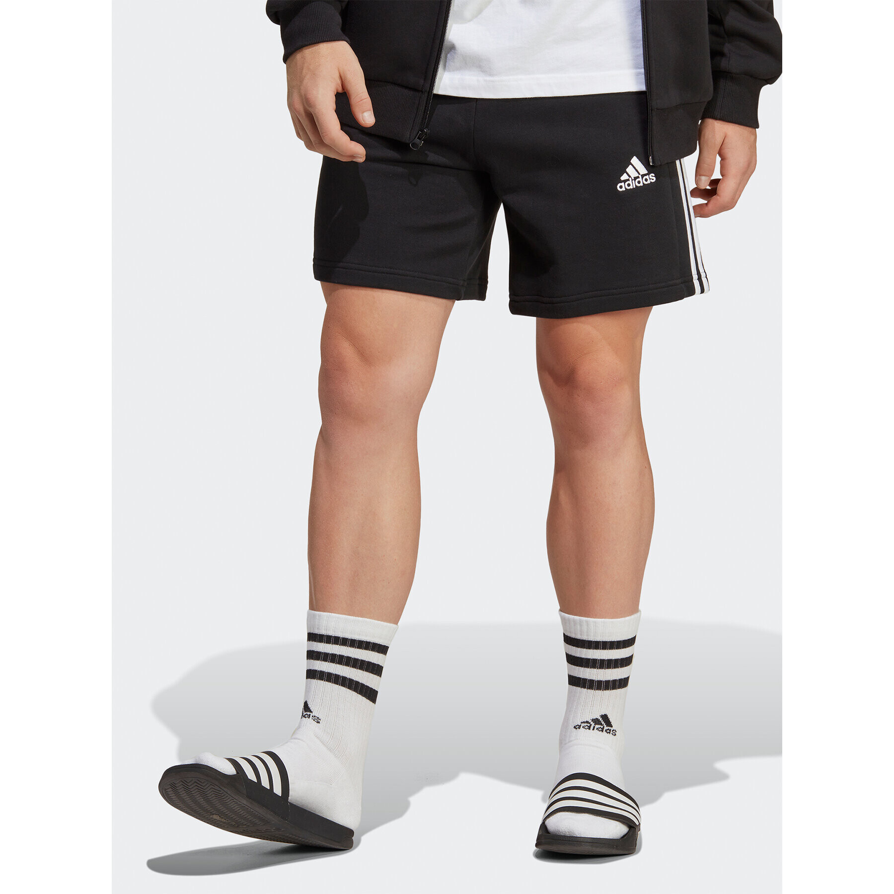 adidas Спортни шорти Essentials French Terry 3-Stripes Shorts IC9435 Черен Regular Fit - Pepit.bg