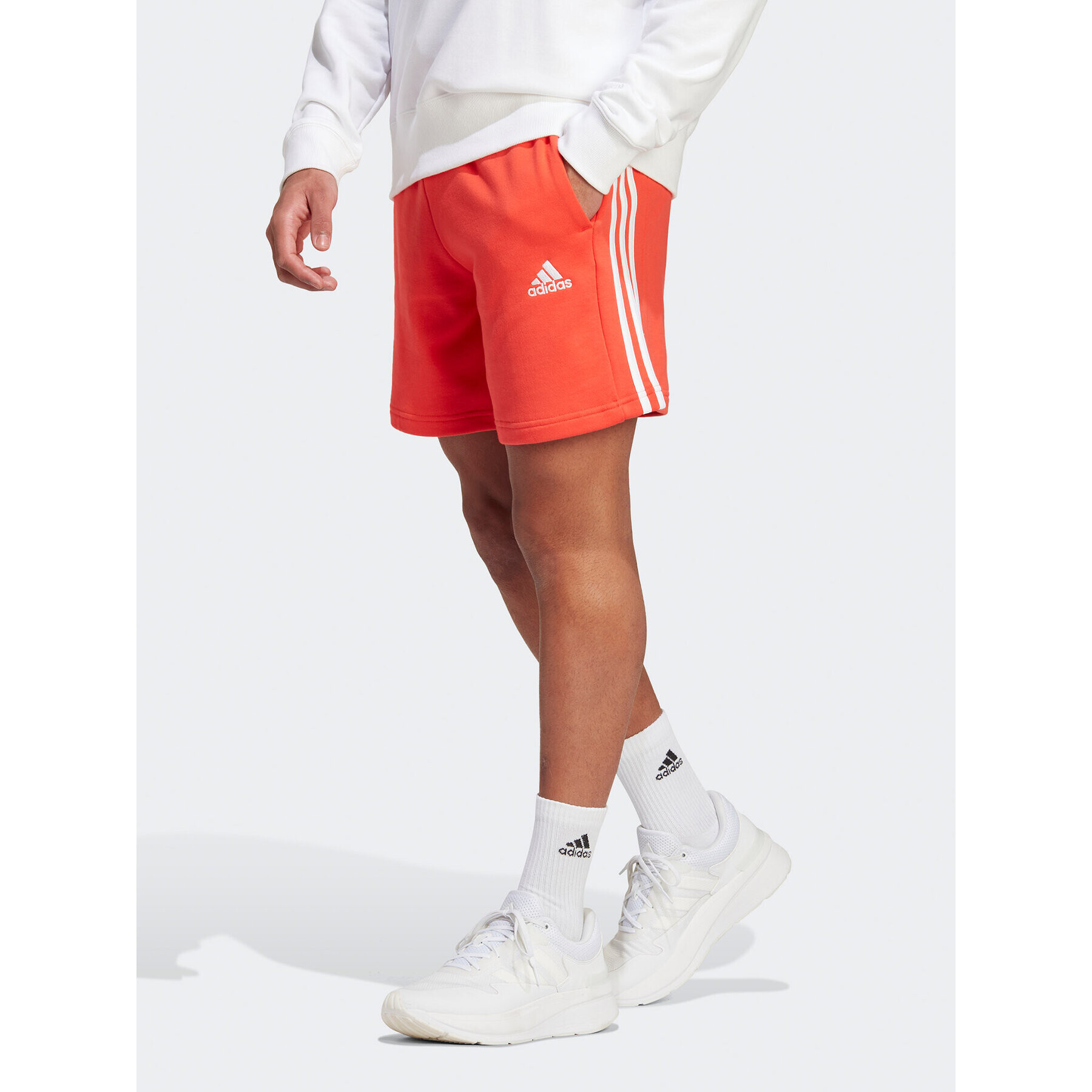 adidas Спортни шорти Essentials French Terry 3-Stripes Shorts IC9438 Червен Regular Fit - Pepit.bg