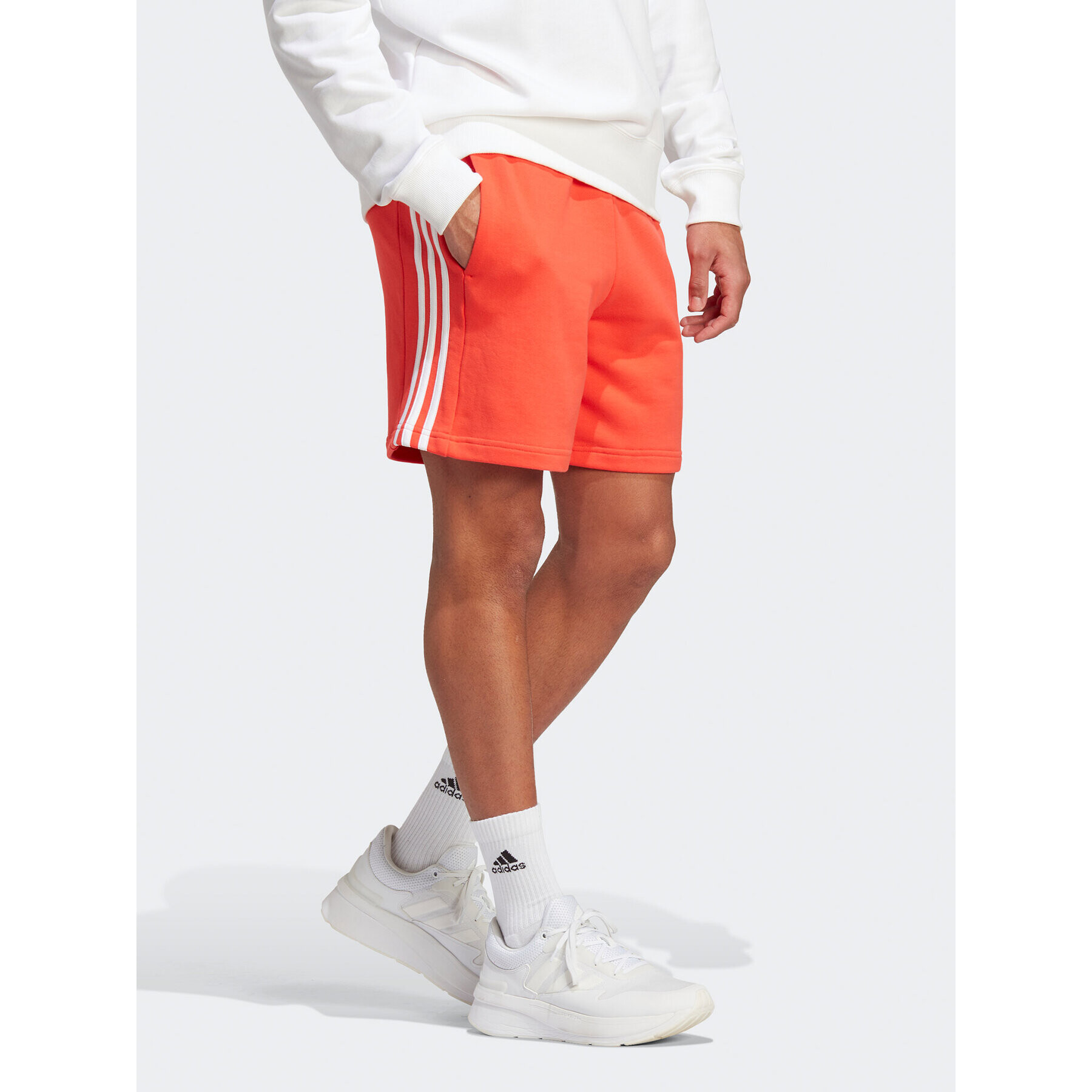 adidas Спортни шорти Essentials French Terry 3-Stripes Shorts IC9438 Червен Regular Fit - Pepit.bg