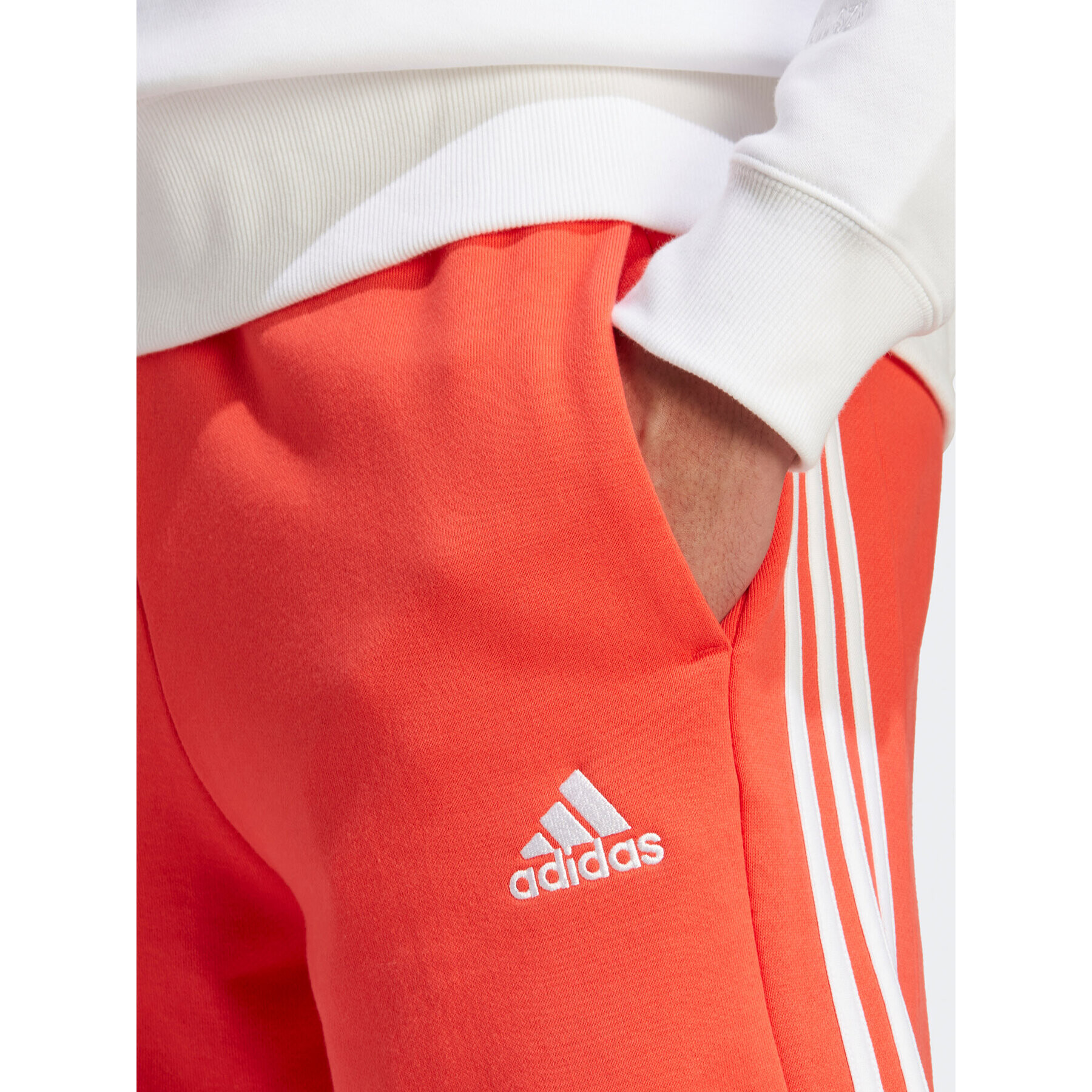 adidas Спортни шорти Essentials French Terry 3-Stripes Shorts IC9438 Червен Regular Fit - Pepit.bg