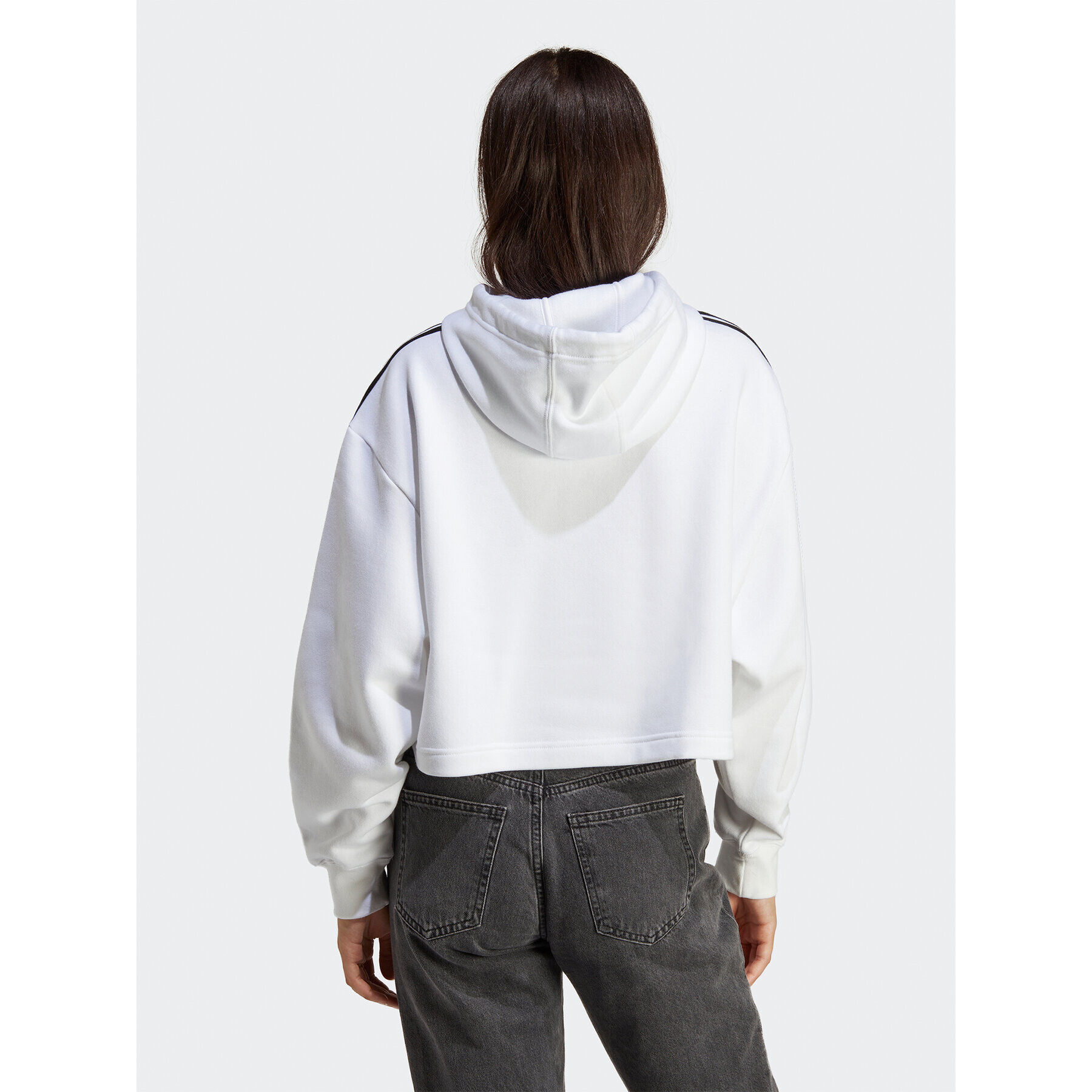 adidas Суитшърт Adicolor Classics Crop Hoodie IB7387 Бял Loose Fit - Pepit.bg