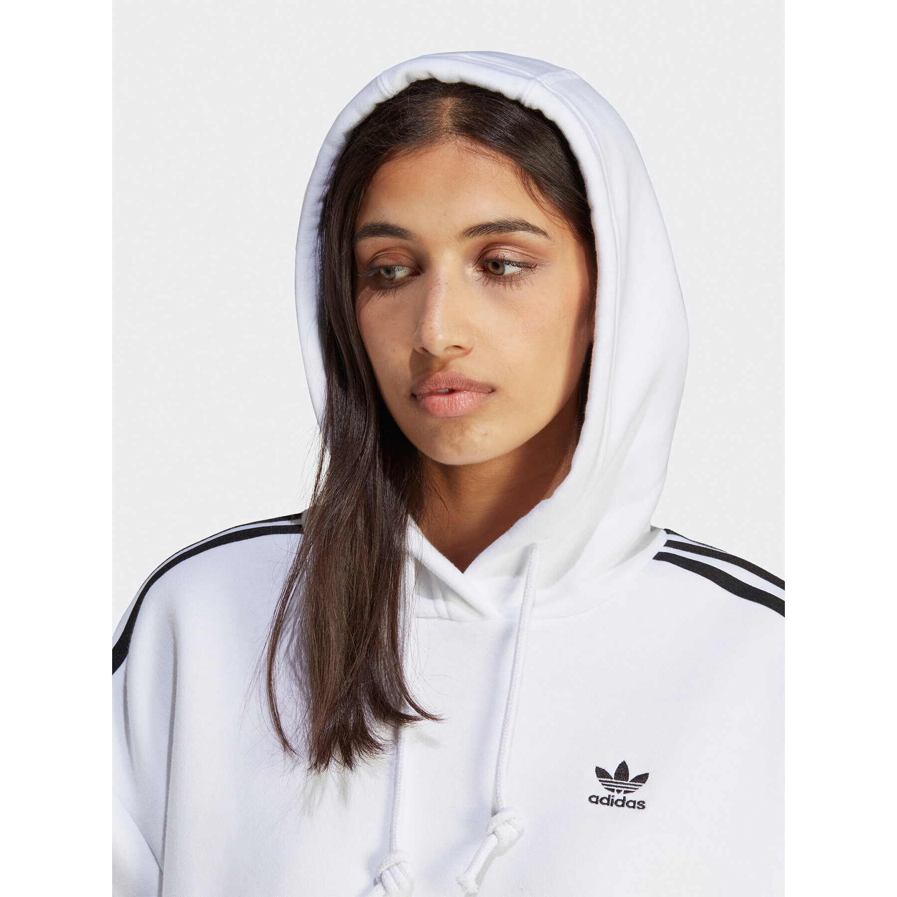 adidas Суитшърт Adicolor Classics Crop Hoodie IB7387 Бял Loose Fit - Pepit.bg