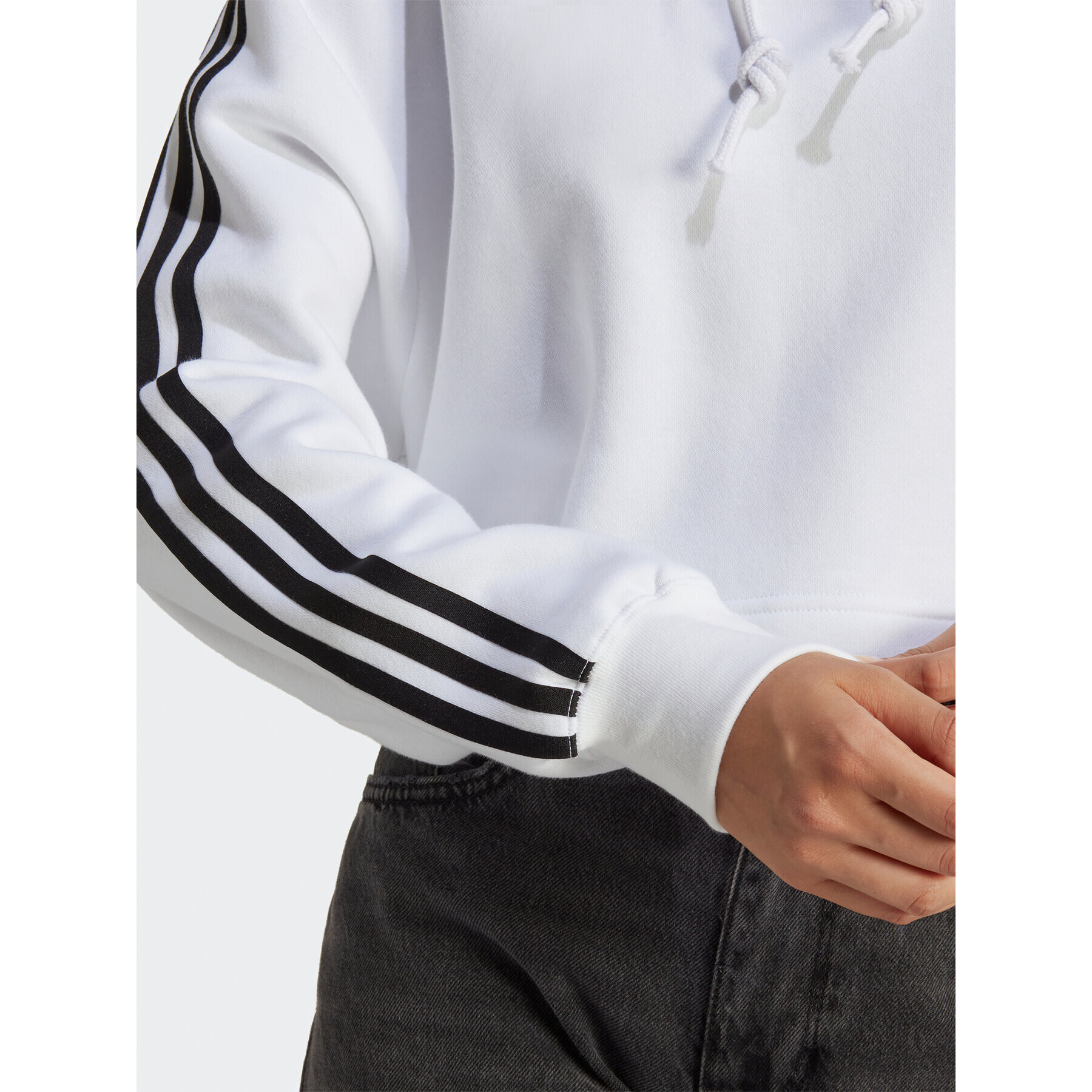 adidas Суитшърт Adicolor Classics Crop Hoodie IB7387 Бял Loose Fit - Pepit.bg