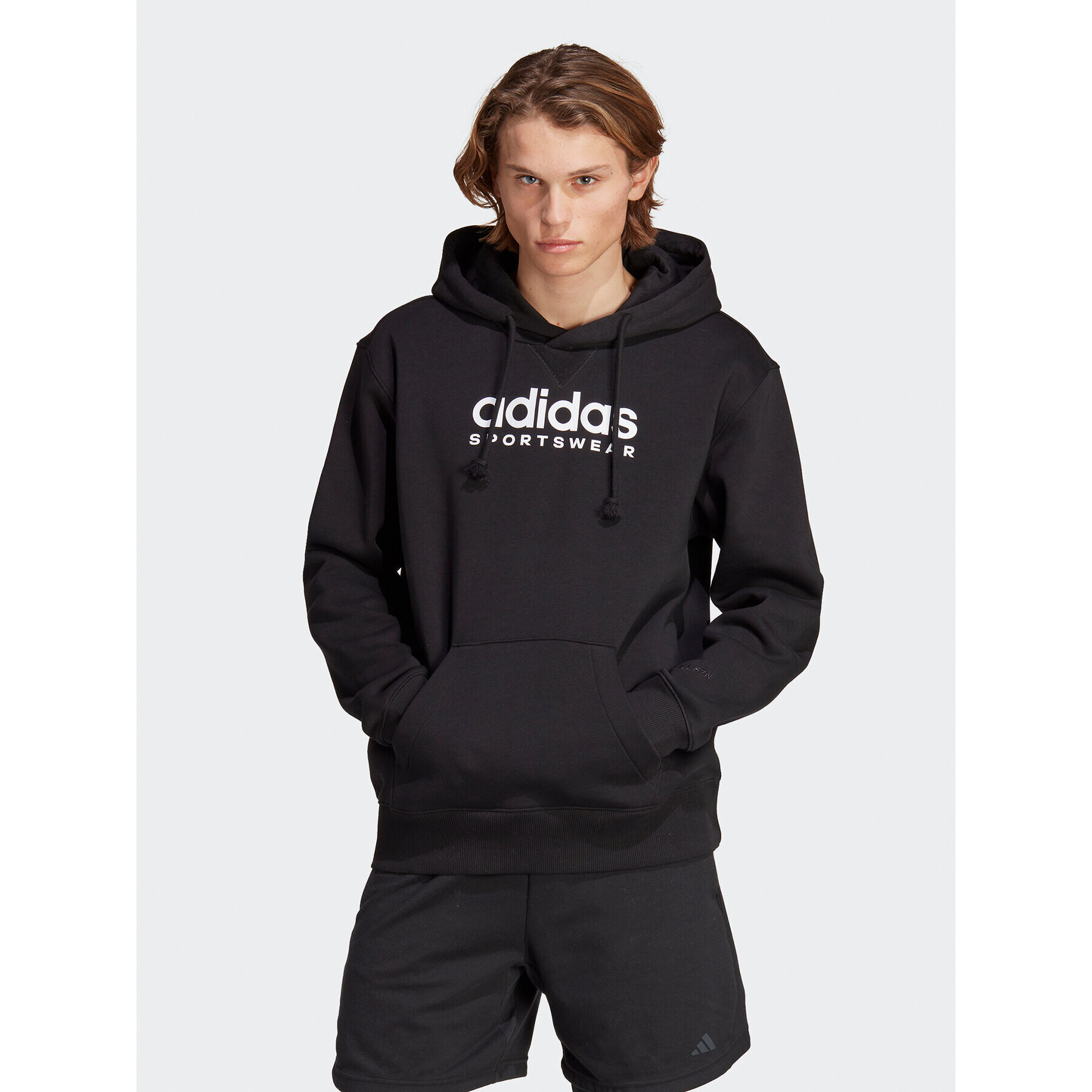 adidas Суитшърт All SZN Fleece Graphic Hoodie IC9771 Черен Loose Fit - Pepit.bg