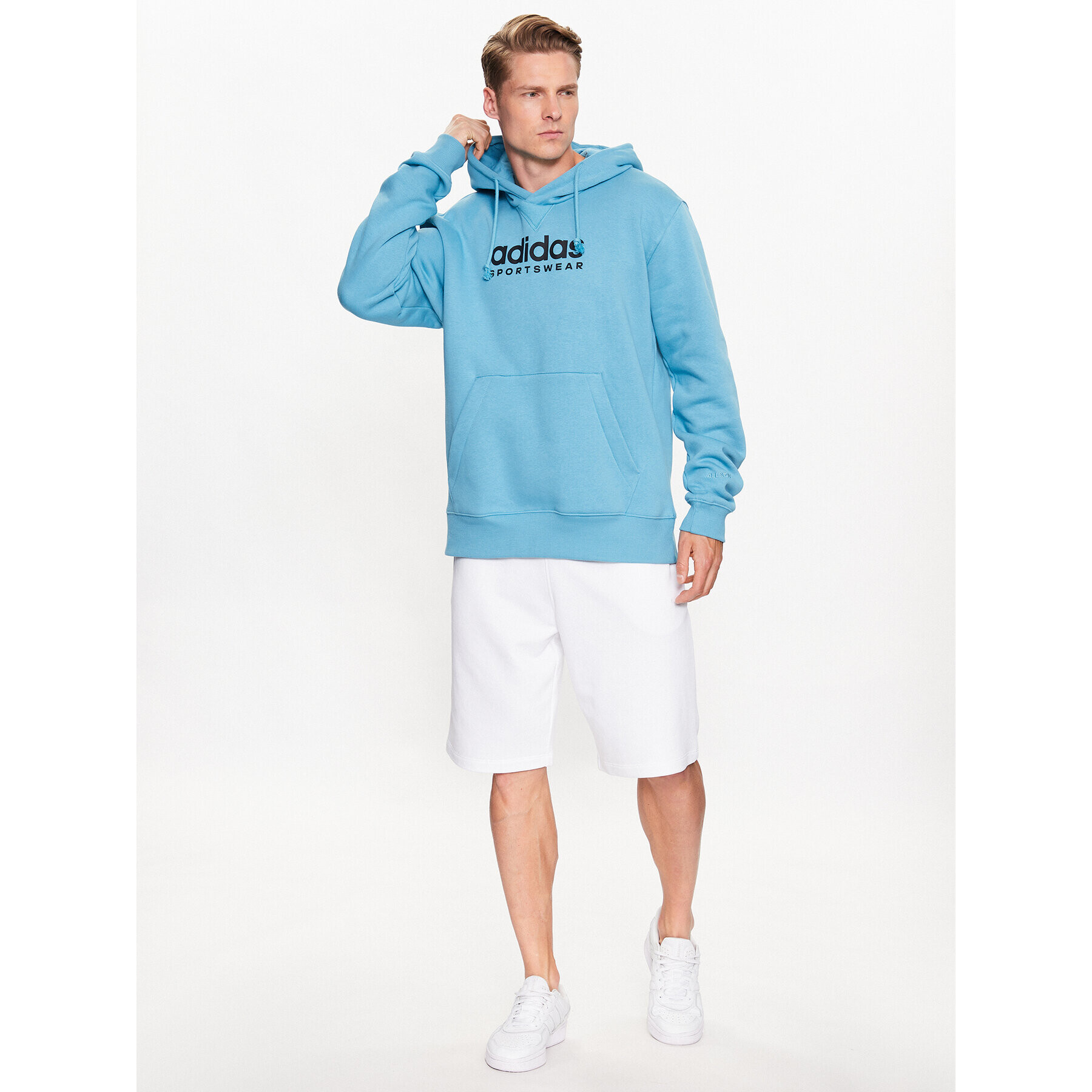 adidas Суитшърт All SZN Fleece Graphic Hoodie IC9778 Син Loose Fit - Pepit.bg