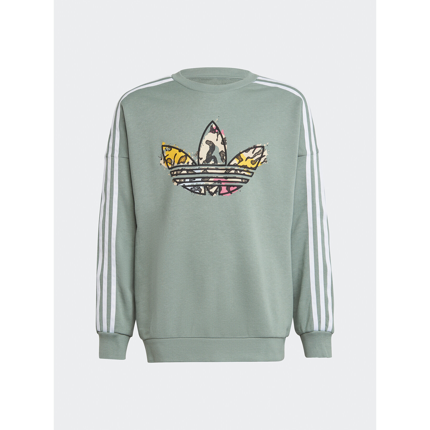 adidas Суитшърт Animal Print Crew Sweatshirt IB8596 Зелен Loose Fit - Pepit.bg