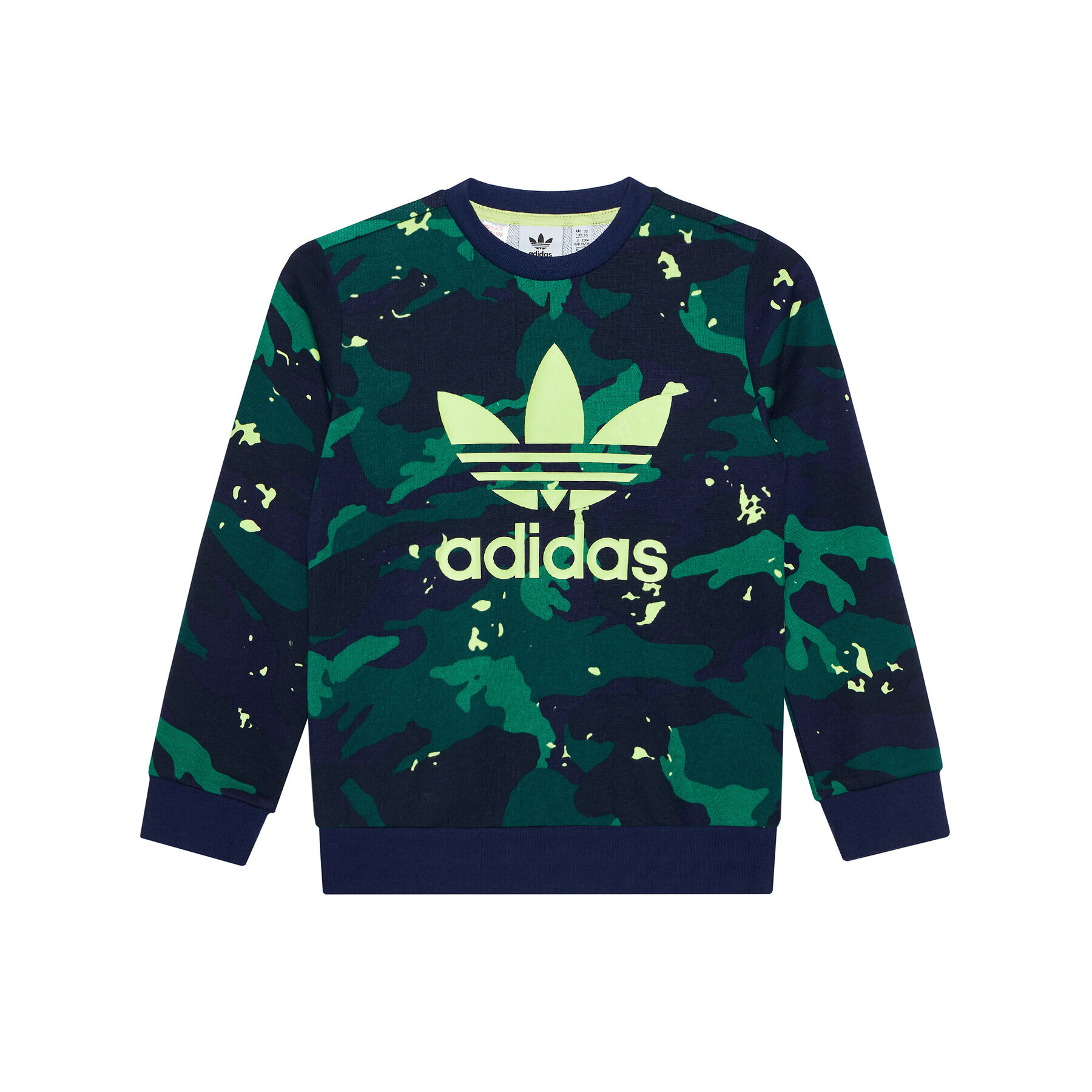 adidas Суитшърт Camo Print Crew H20300 Зелен Regular Fit - Pepit.bg